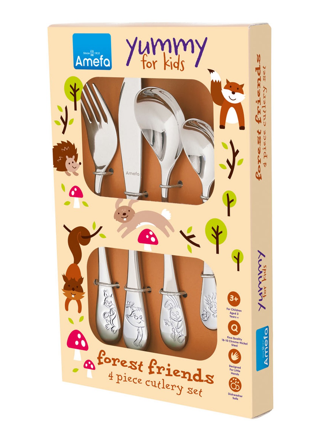 Amefa Forest Friends kinderbestek 4-delig  - detail 3 zilver