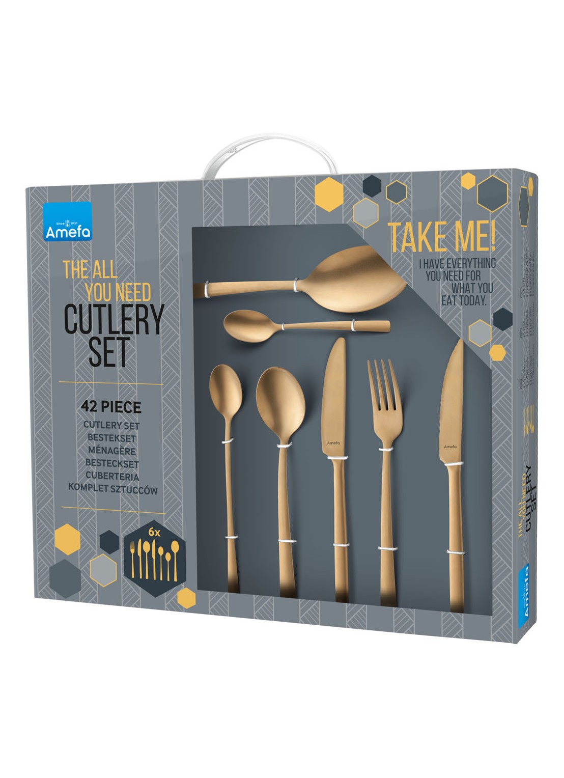 Amefa Manille All You Need bestekset 42-delig - detail goud