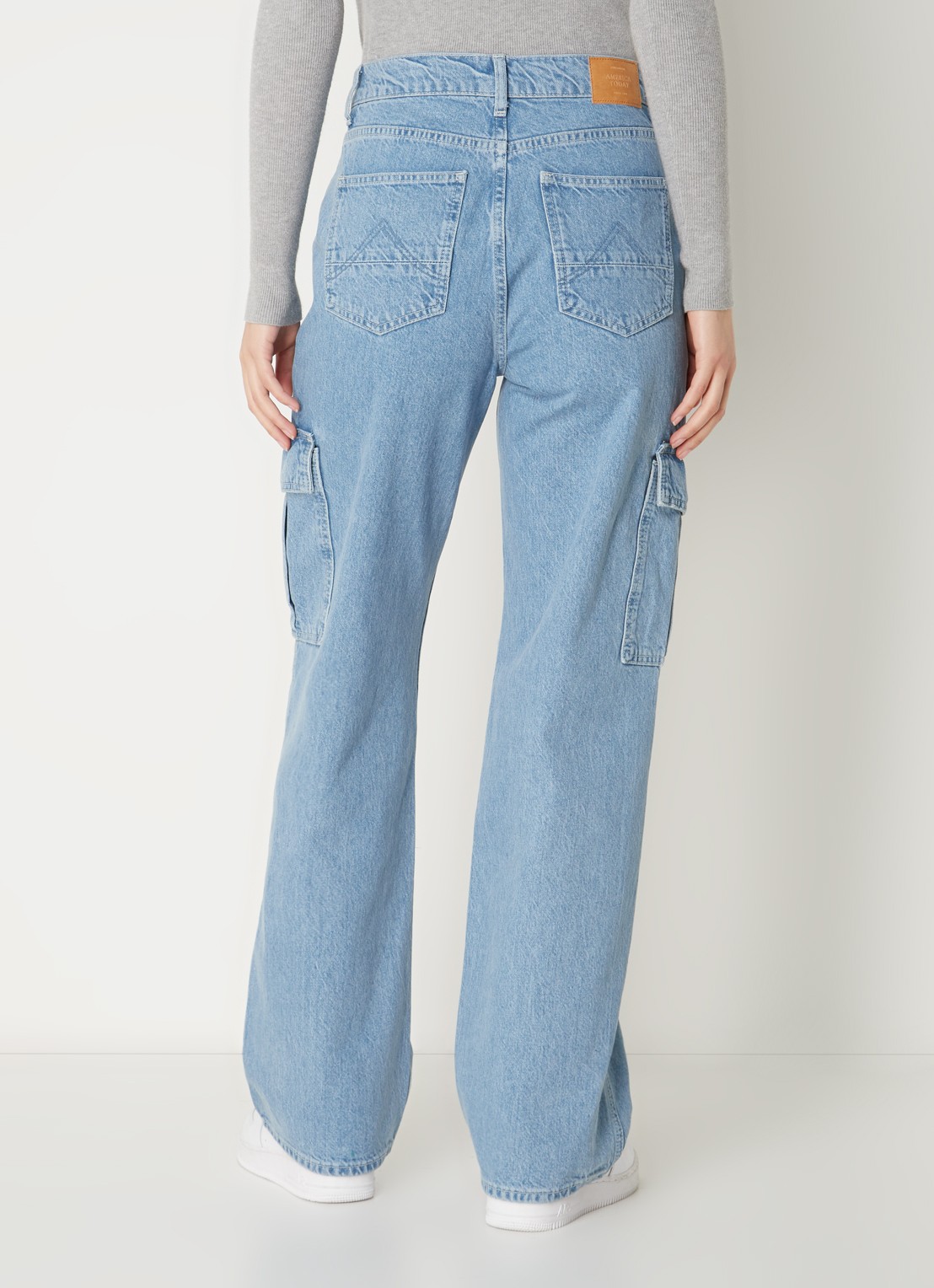 America Today Baltimore high waist straight fit cargobroek van denim - achterkant 5 indigo