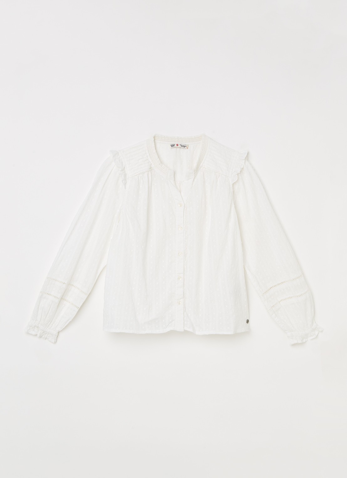 America Today Bowie blouse met structuur - voorkant gebroken wit