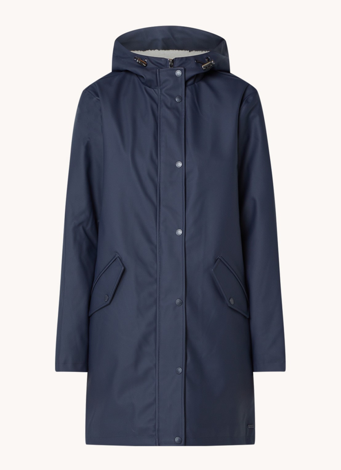 America Today Janice regenjas met teddy voering  - voorkant 2 donkerblauw