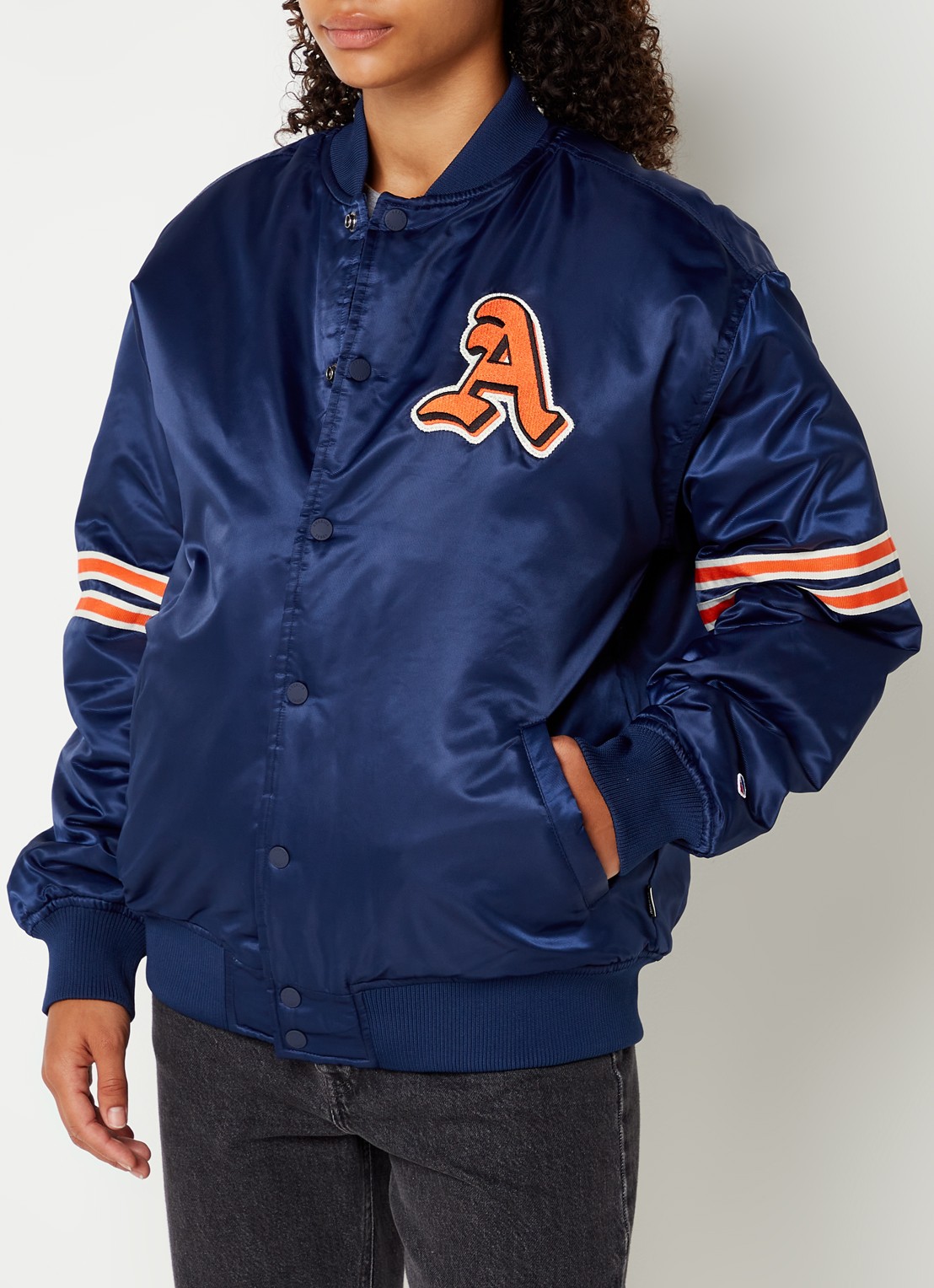America Today Joel gewatteerd bomberjack met patch - detail 4 donkerblauw