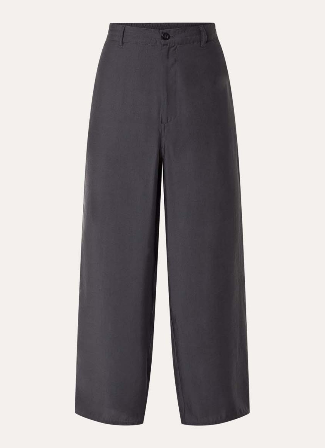 American Vintage Antra high waist wide fit broek met steekzakken - voorkant donkergrijs