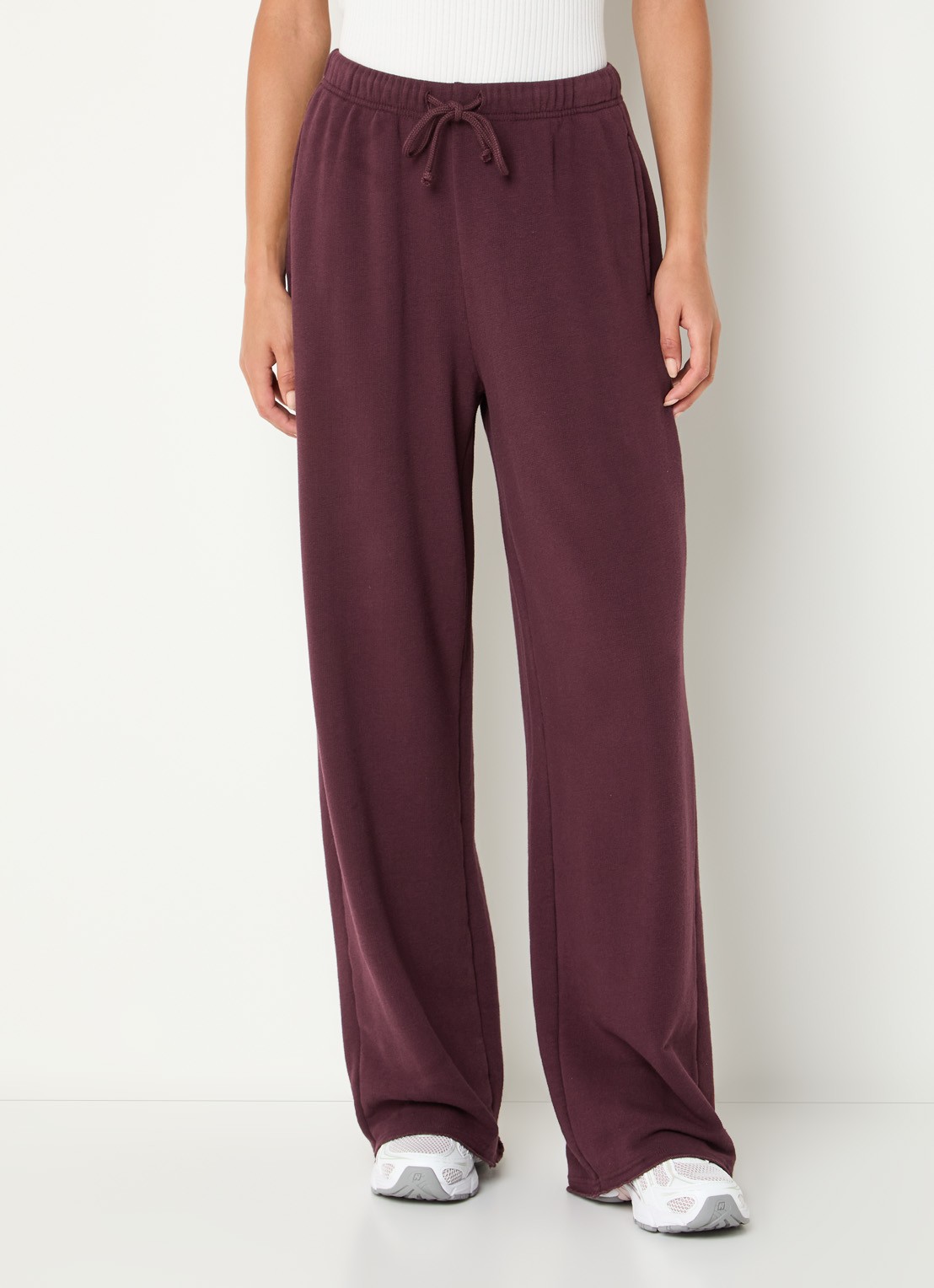 American Vintage Atubaylie high waist loose fit joggingsbroek met steekzakken - detail 2 bordeauxrood