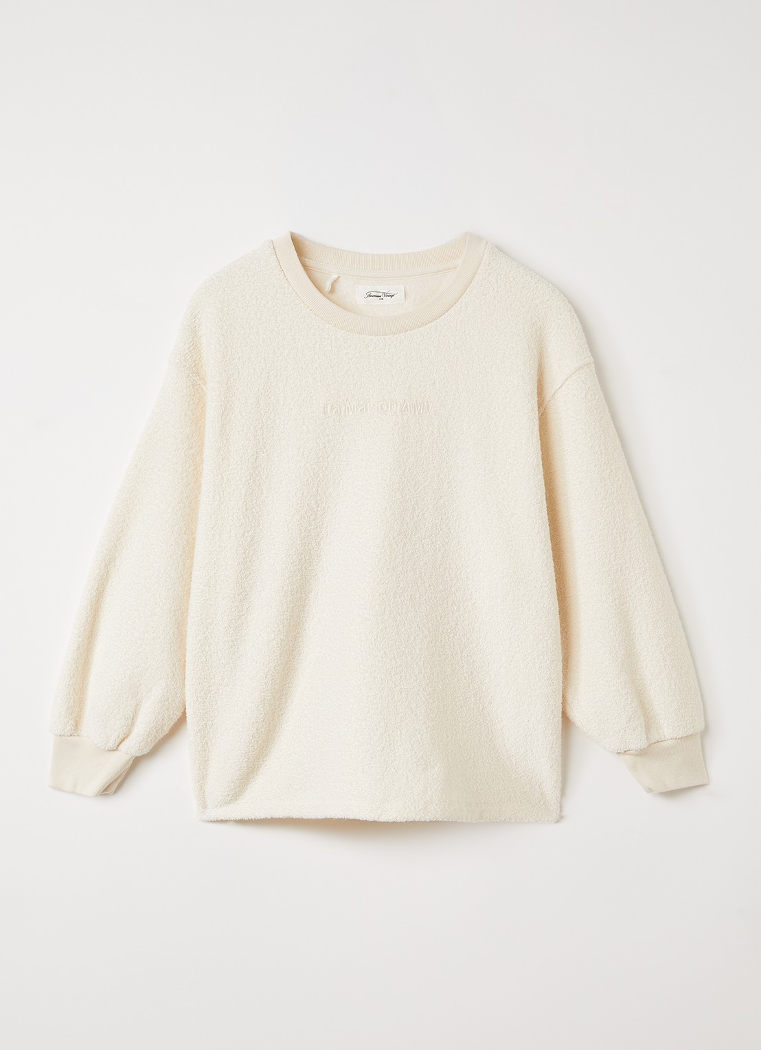American Vintage Bobypark sweater van badstof - voorkant 2 gebroken wit