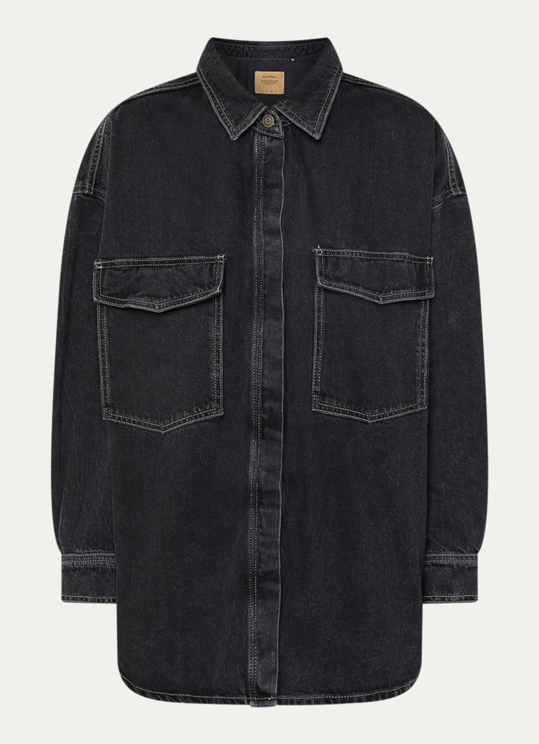 American Vintage Chemise blouse van denim met borstzakken - voorkant 2 zwart