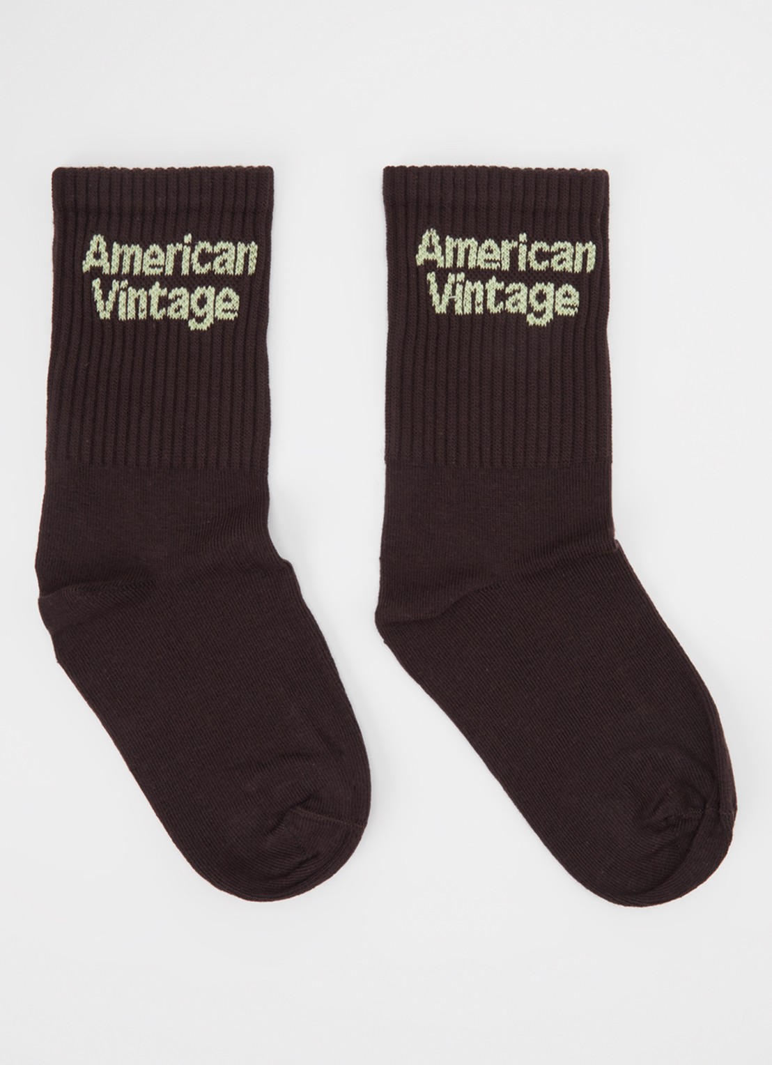 American Vintage Clypsun sokken in katoenblend met logo - voorkant donkerbruin