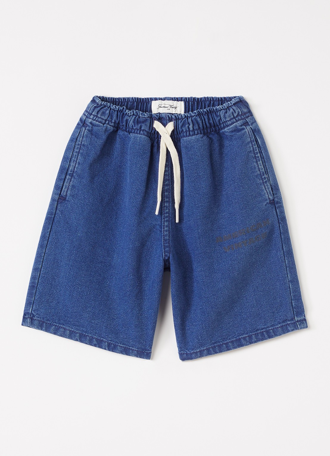 American Vintage Comow loose fit korte broek van denim - voorkant indigo