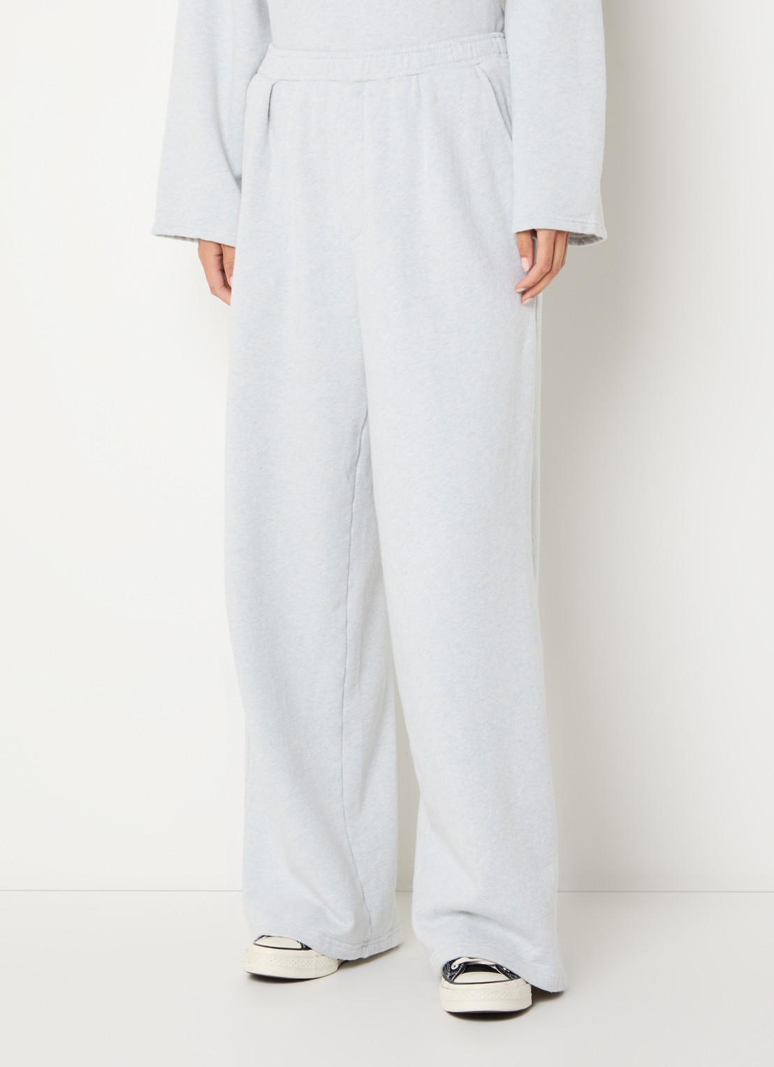 American Vintage Dantown high waist straight fit joggingbroek met steekzakken - detail 4 grijsmele