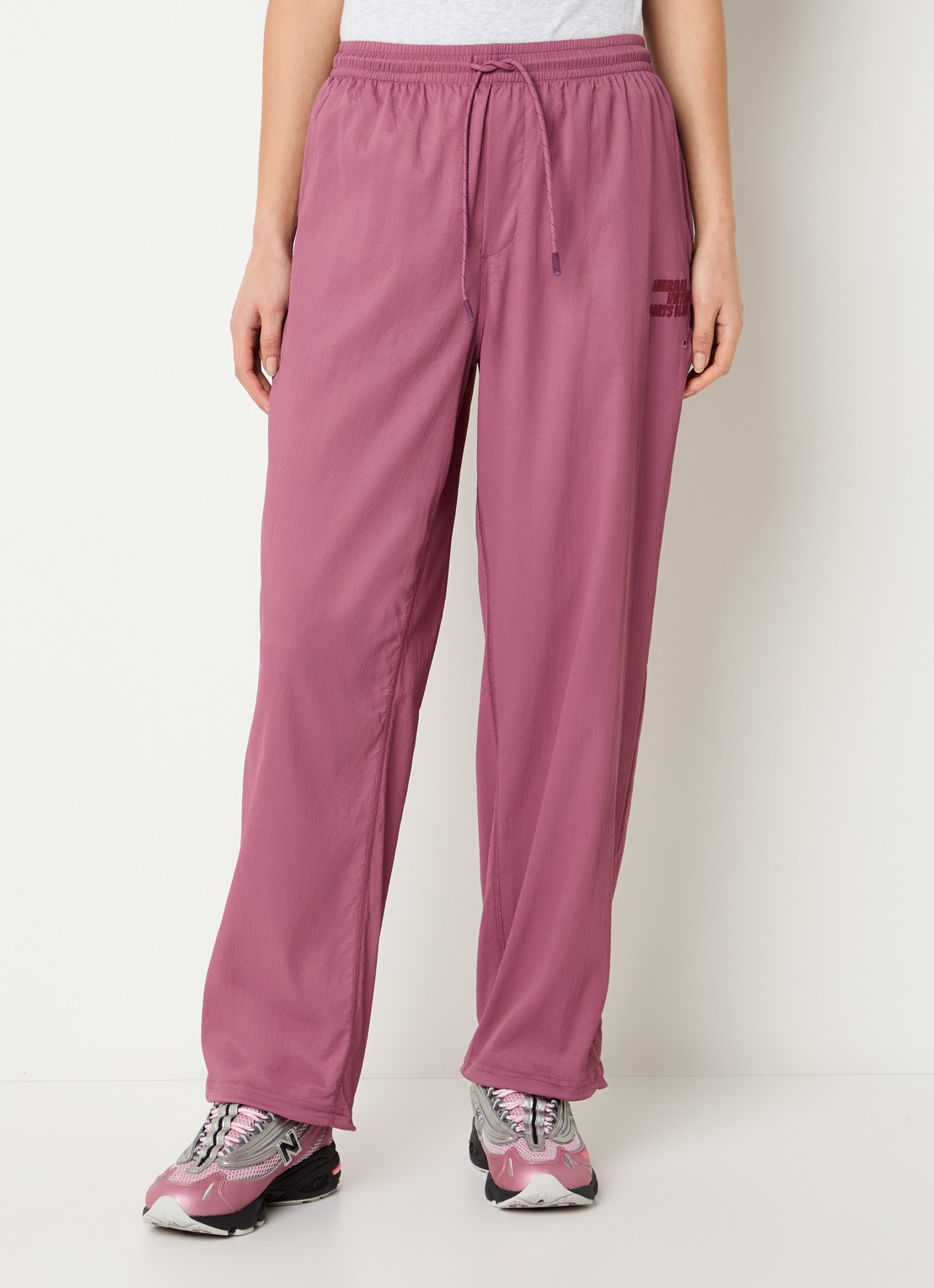 American Vintage Dyffow high waist sport broek met logo en ritszakken - detail 3 roze