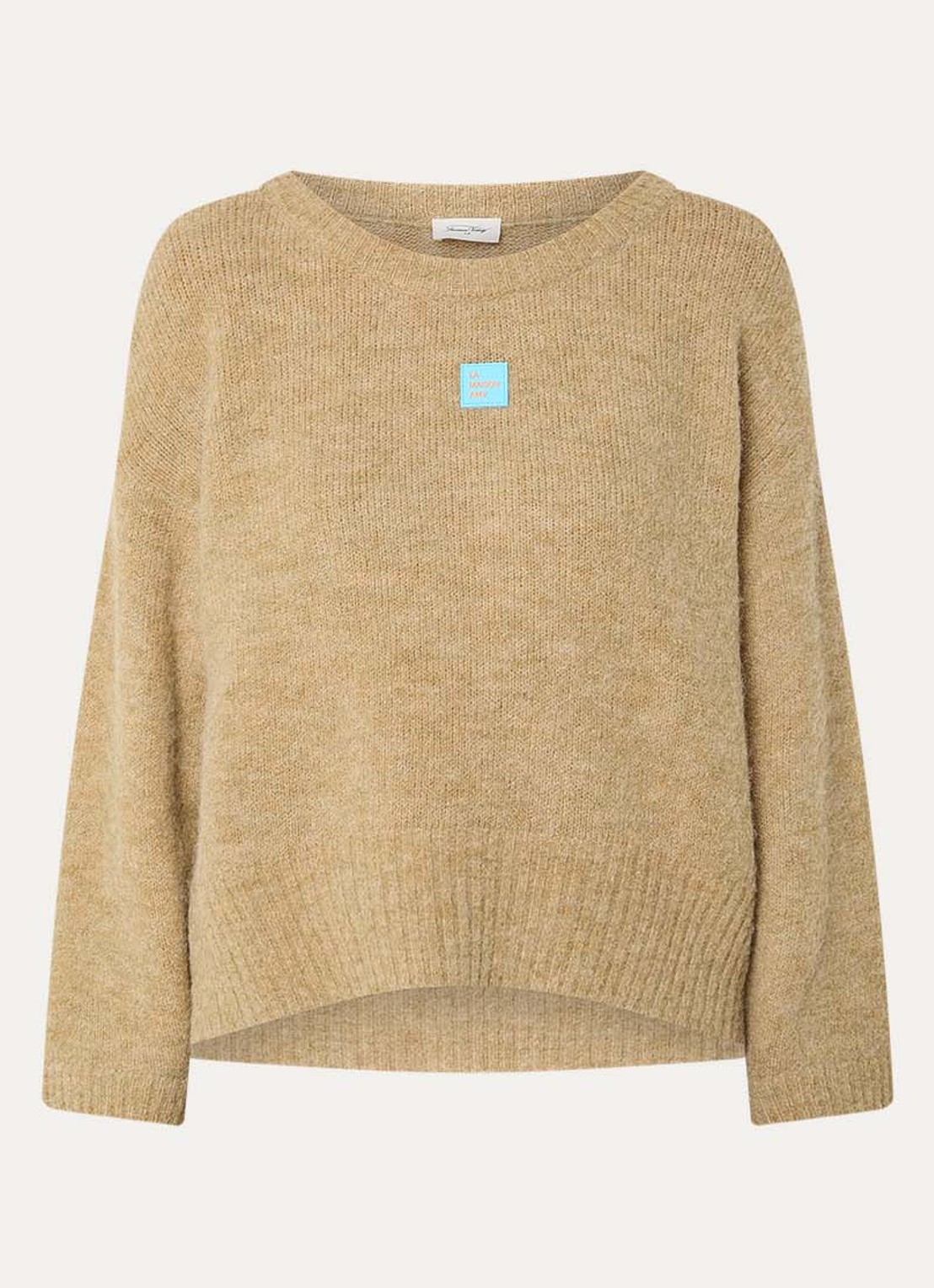 American Vintage East fijngebreide trui in alpaca wolblend - voorkant 2 beige