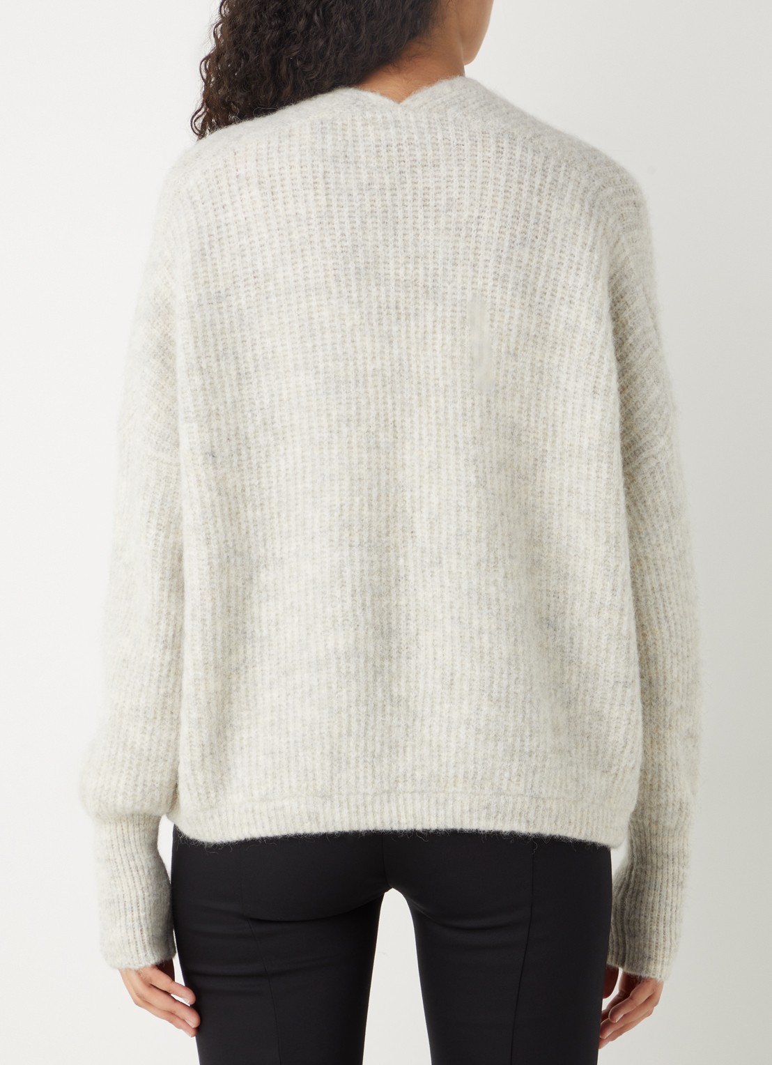 American Vintage East oversized grofgebreid vest in alpaca wolblend - achterkant 2 lichtgrijs