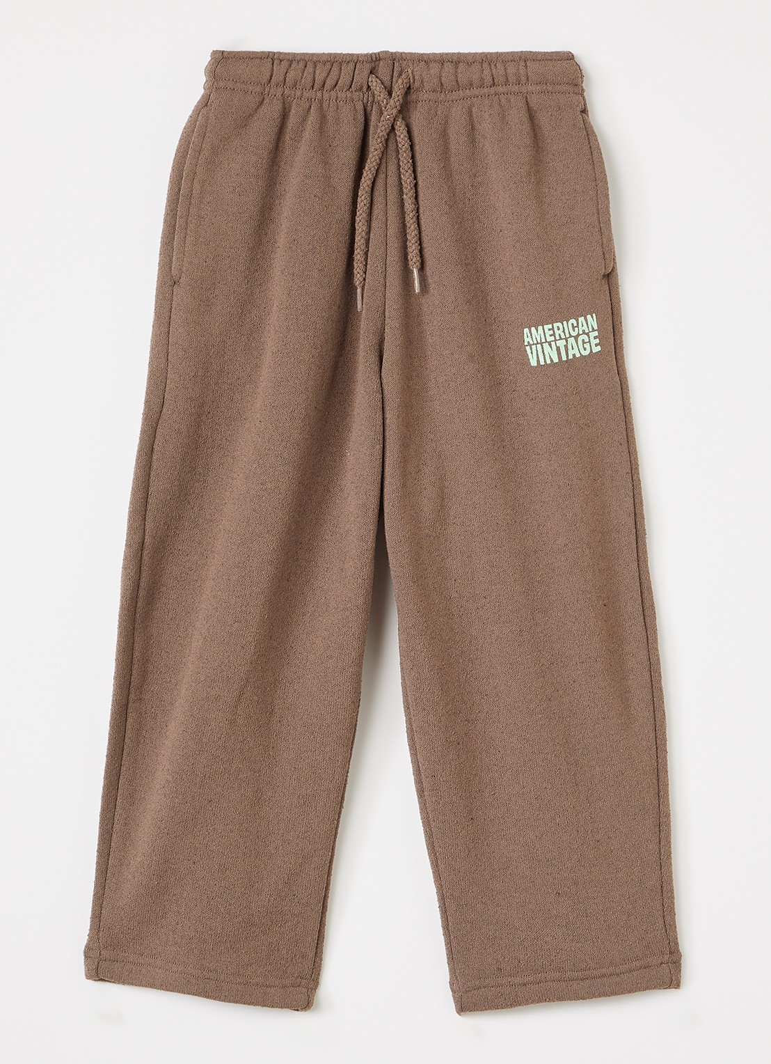 American Vintage Evona straight fit joggingbroek met logo - voorkant lichtbruin