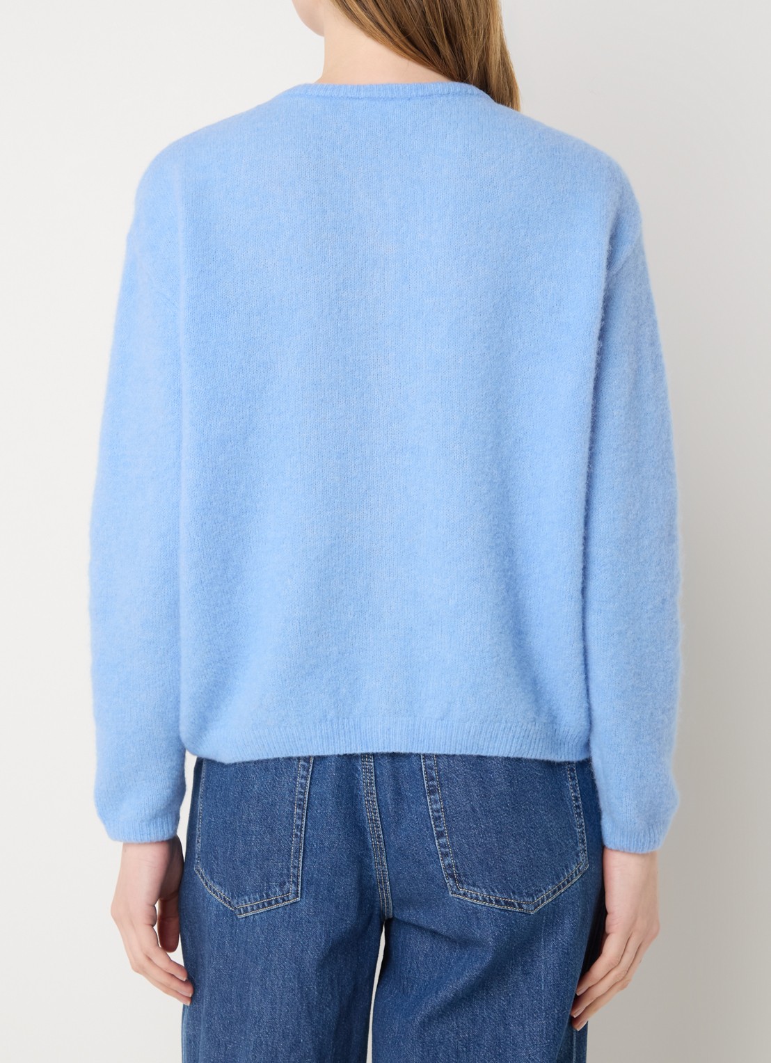 American Vintage Fijngebreid vest in alpaca wolblend - achterkant 4 blauw