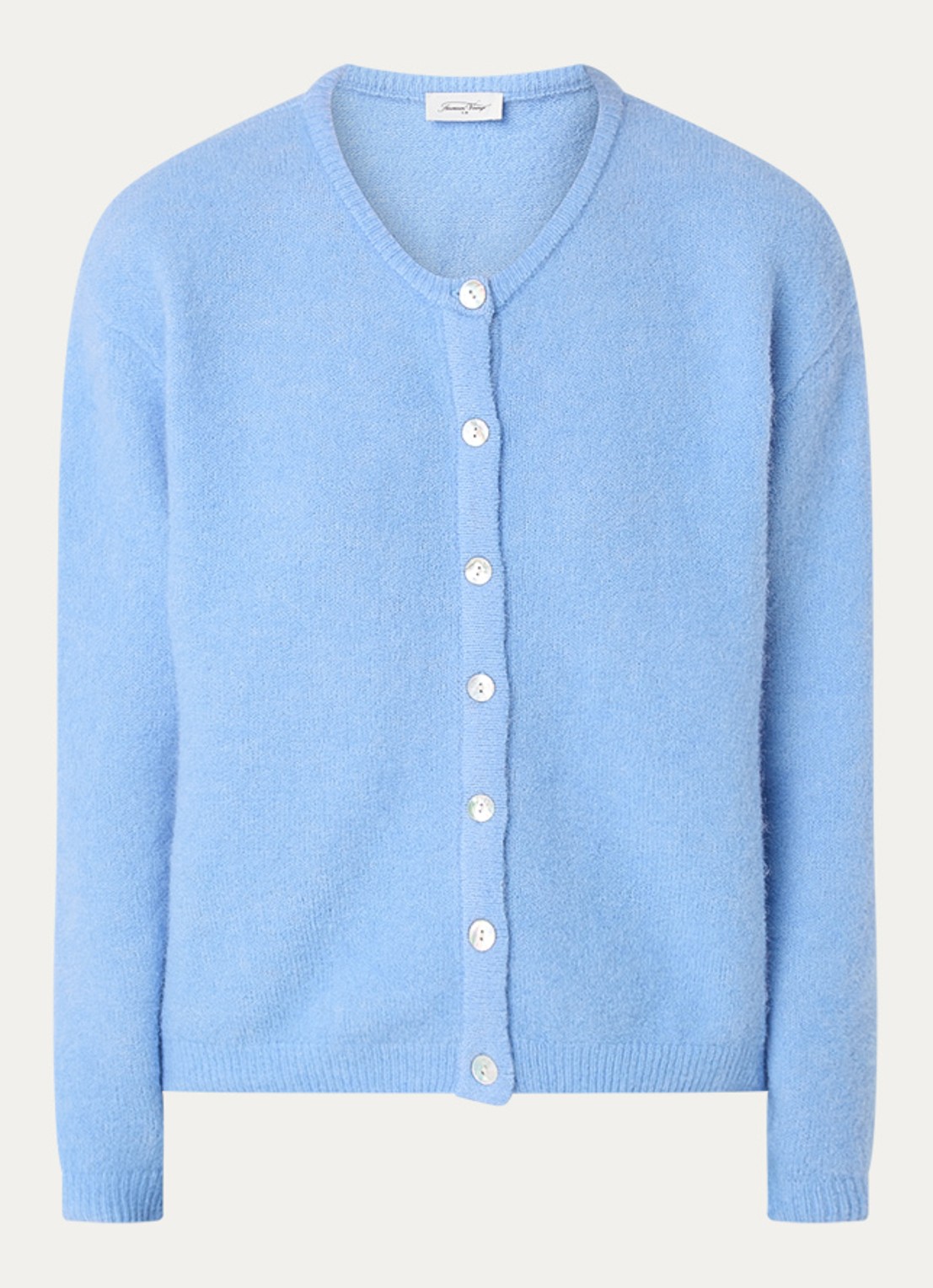 American Vintage Fijngebreid vest in alpaca wolblend - voorkant blauw