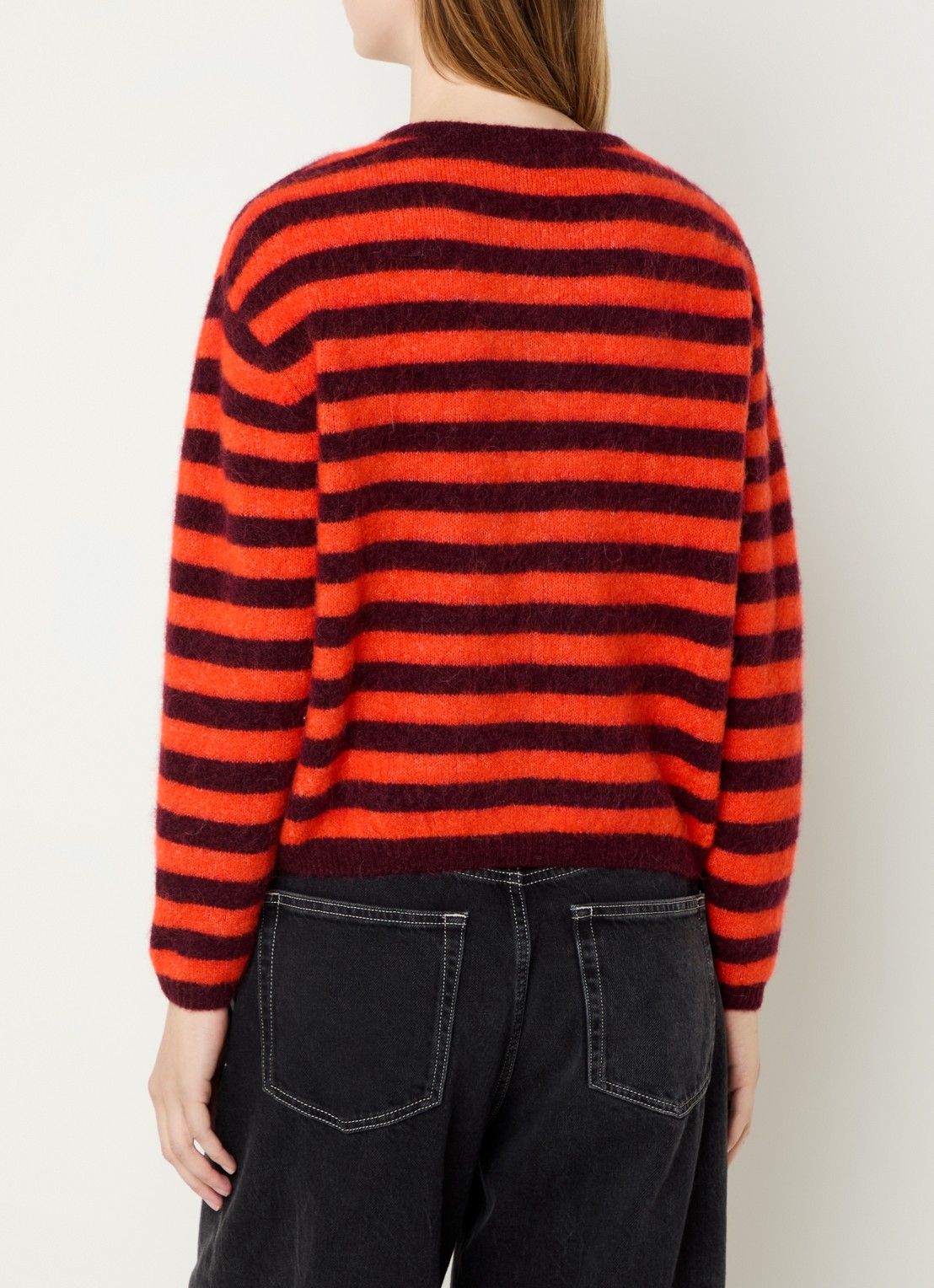American Vintage Fijngebreid vest in alpaca wolblend - achterkant 2 rood