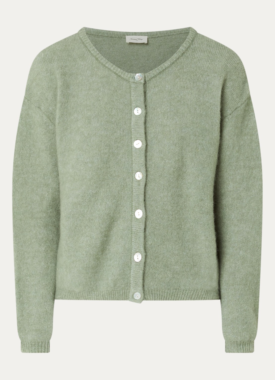 American Vintage Fijngebreid vest in alpaca wolblend - voorkant 2 lindegroen