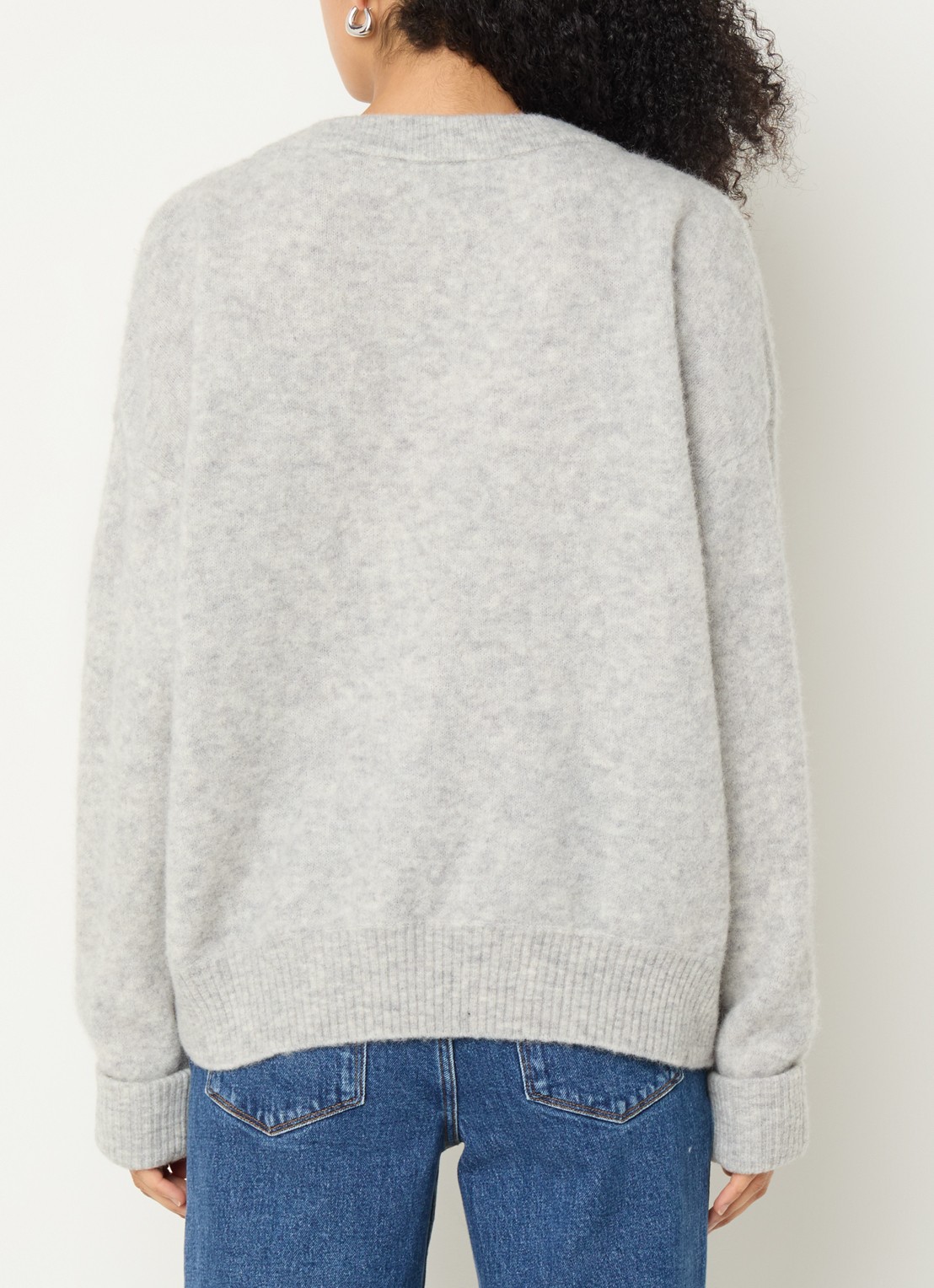 American Vintage Fijngebreide pullover in wolblend - achterkant 2 lichtgrijs
