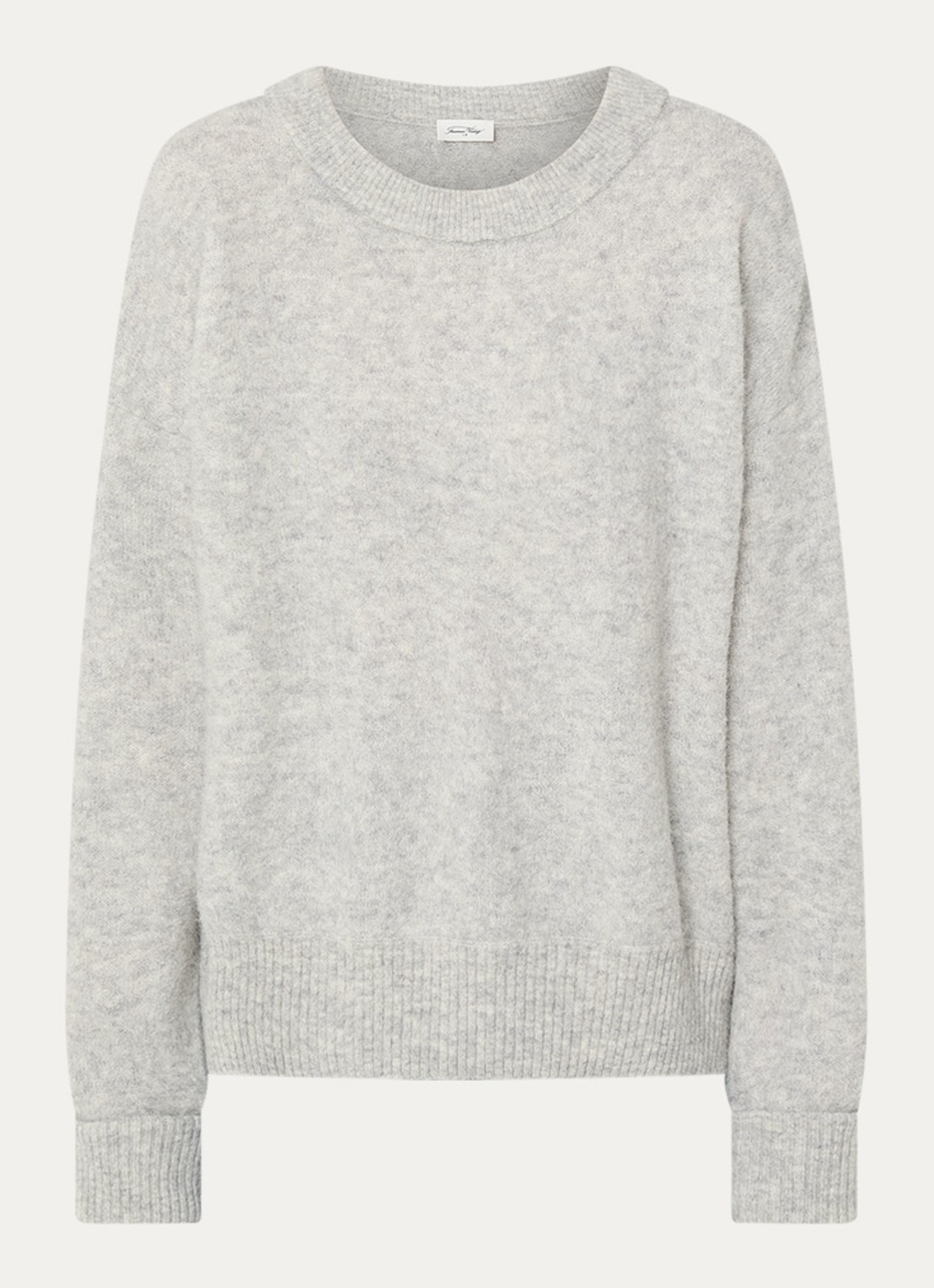 American Vintage Fijngebreide pullover in wolblend - voorkant 3 lichtgrijs