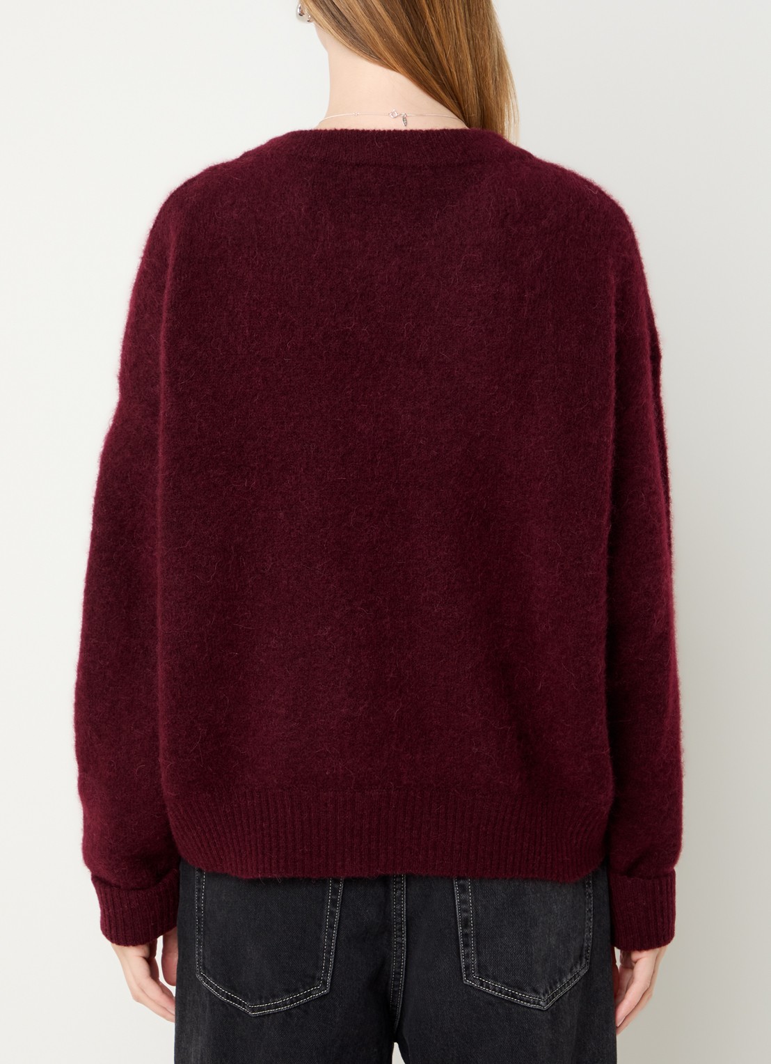 American Vintage Fijngebreide pullover in wolblend - achterkant 4 bordeauxrood