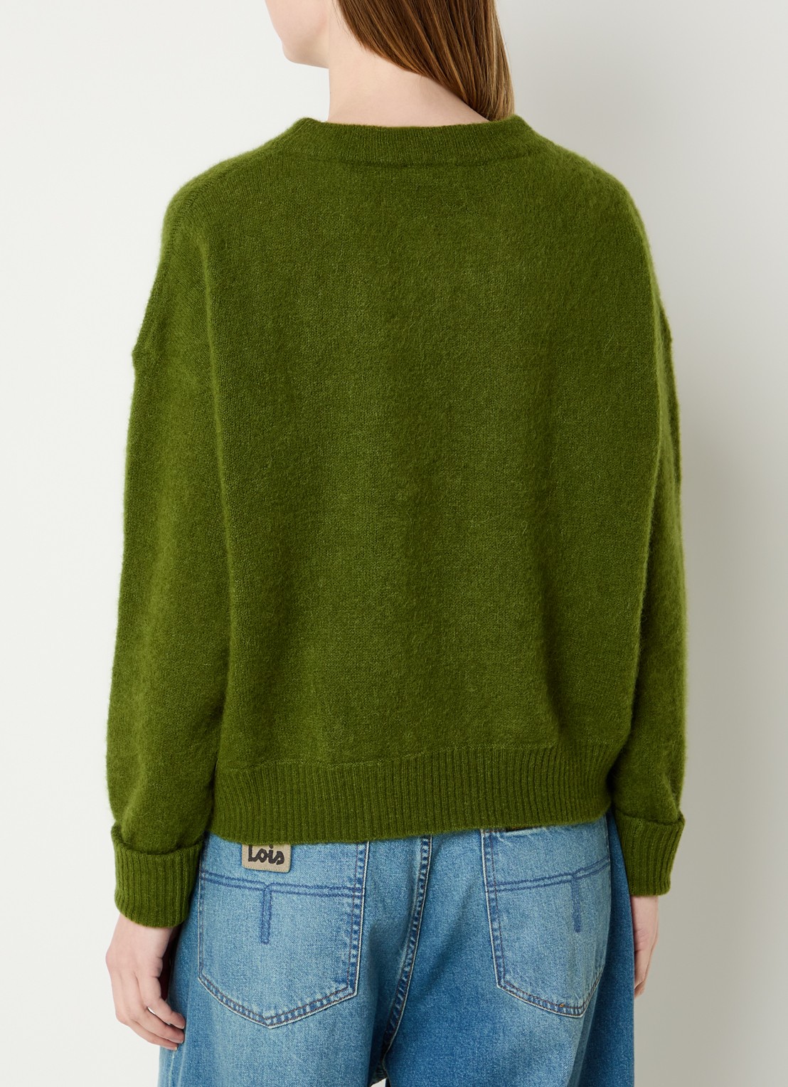 American Vintage Fijngebreide trui in alpaca wolblend - achterkant 2 groen