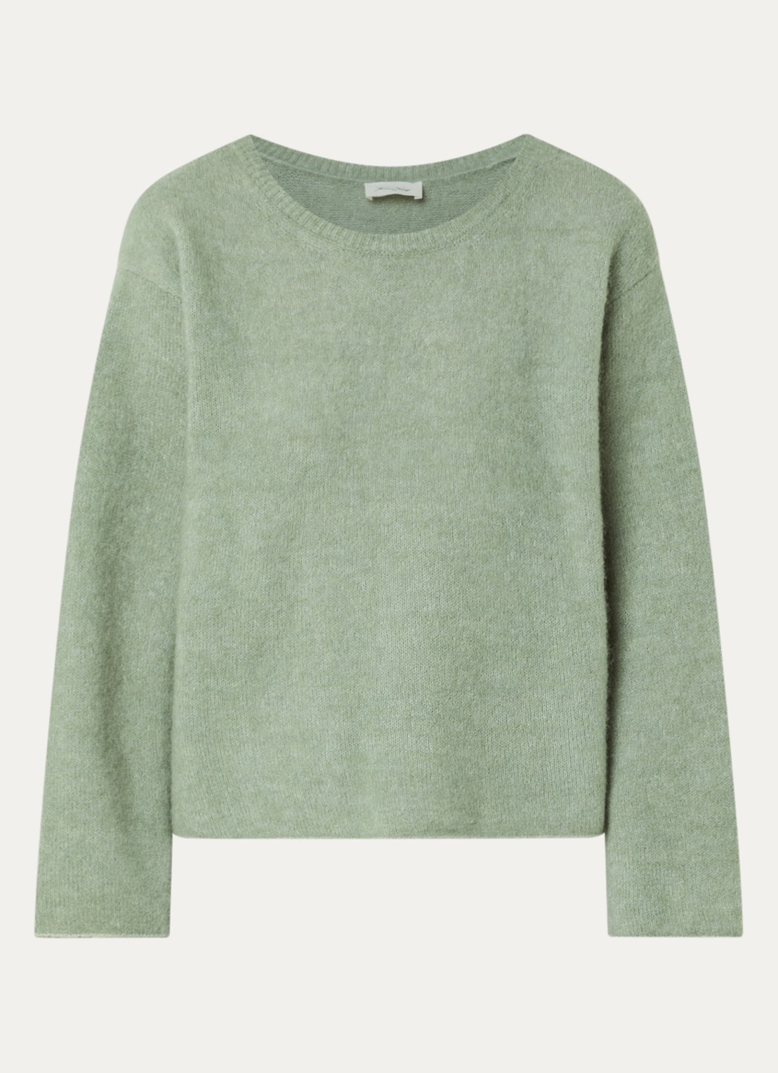 American Vintage Fijngebreide trui in alpaca wolblend - voorkant 3 lindegroen