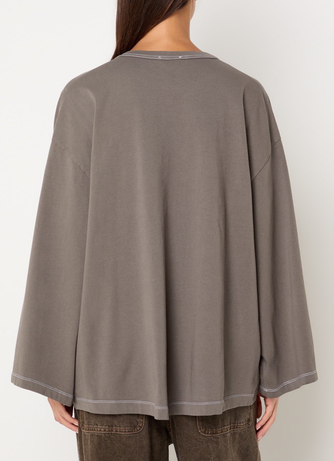 American Vintage Fizvalley long sleeve met ronde hals - achterkant 4 lichtbruin