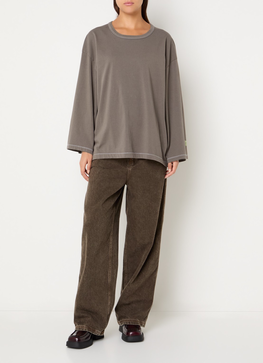American Vintage Fizvalley long sleeve met ronde hals - voorkant 2 lichtbruin