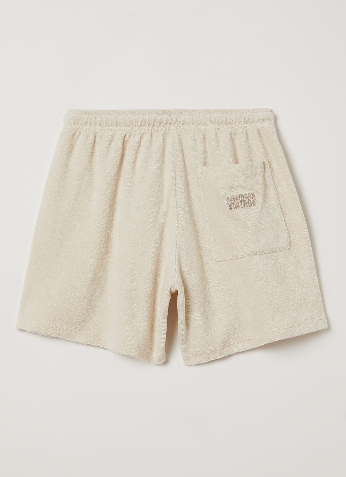 American Vintage Fluxow loose fit korte broek van badstof - voorkant 2 creme