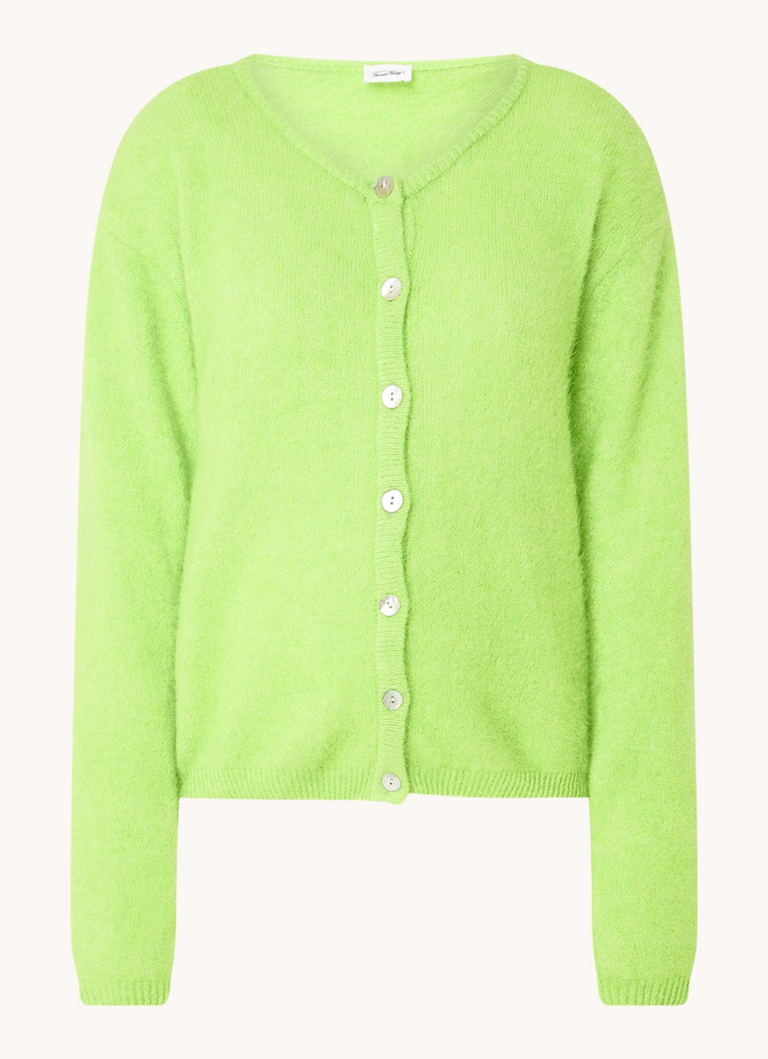 American Vintage Grofgebreid vest in alpaca wolblend - voorkant 2 neongroen
