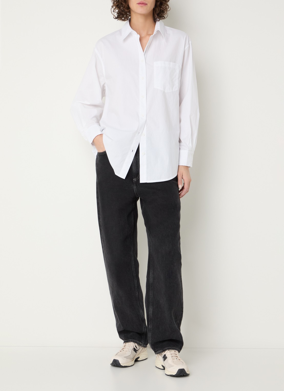 American Vintage Havanarow blouse met borstzak - voorkant 2 wit