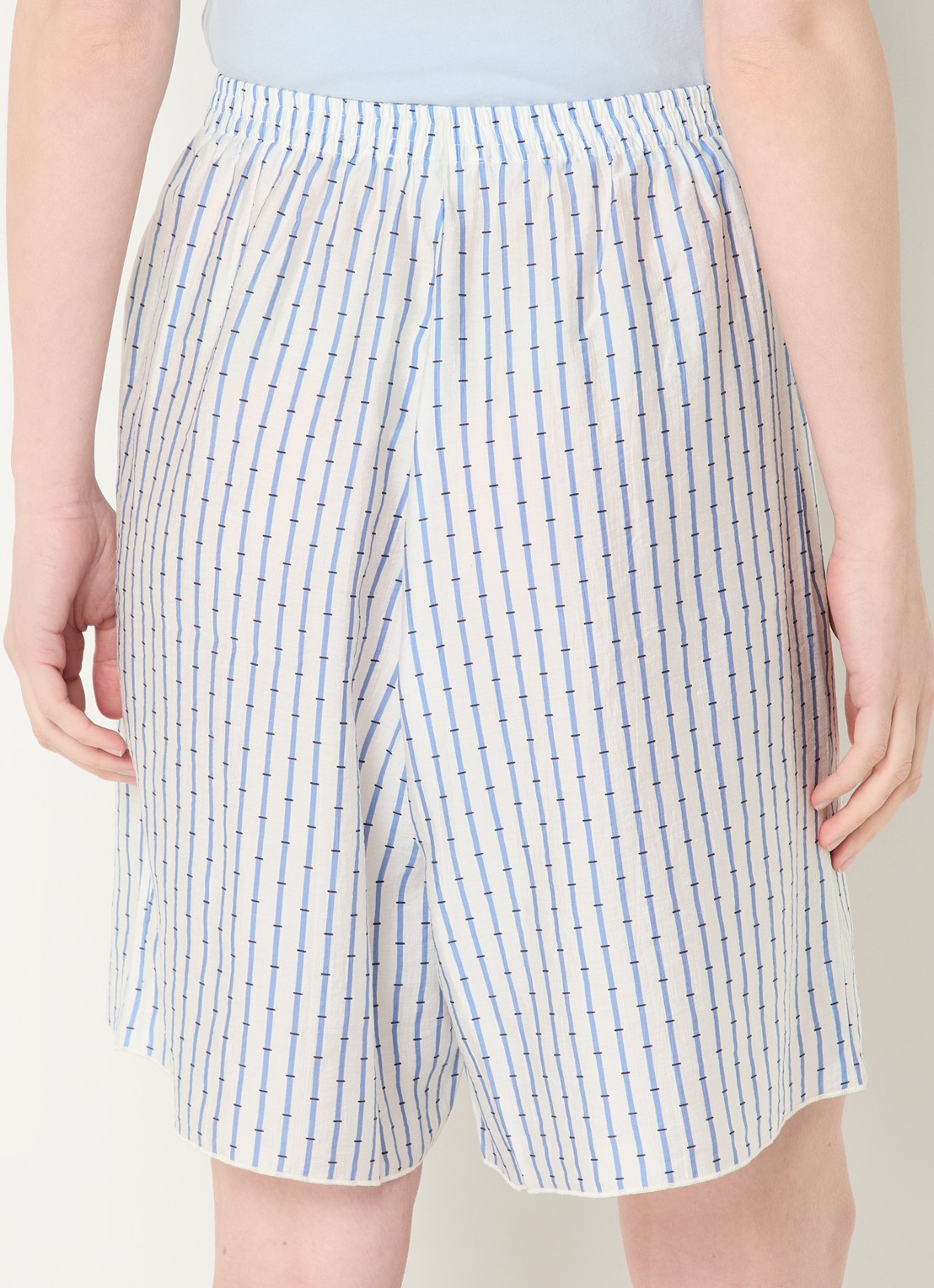 American Vintage High waist wide fit korte broek met streepprint - achterkant 2 blauw