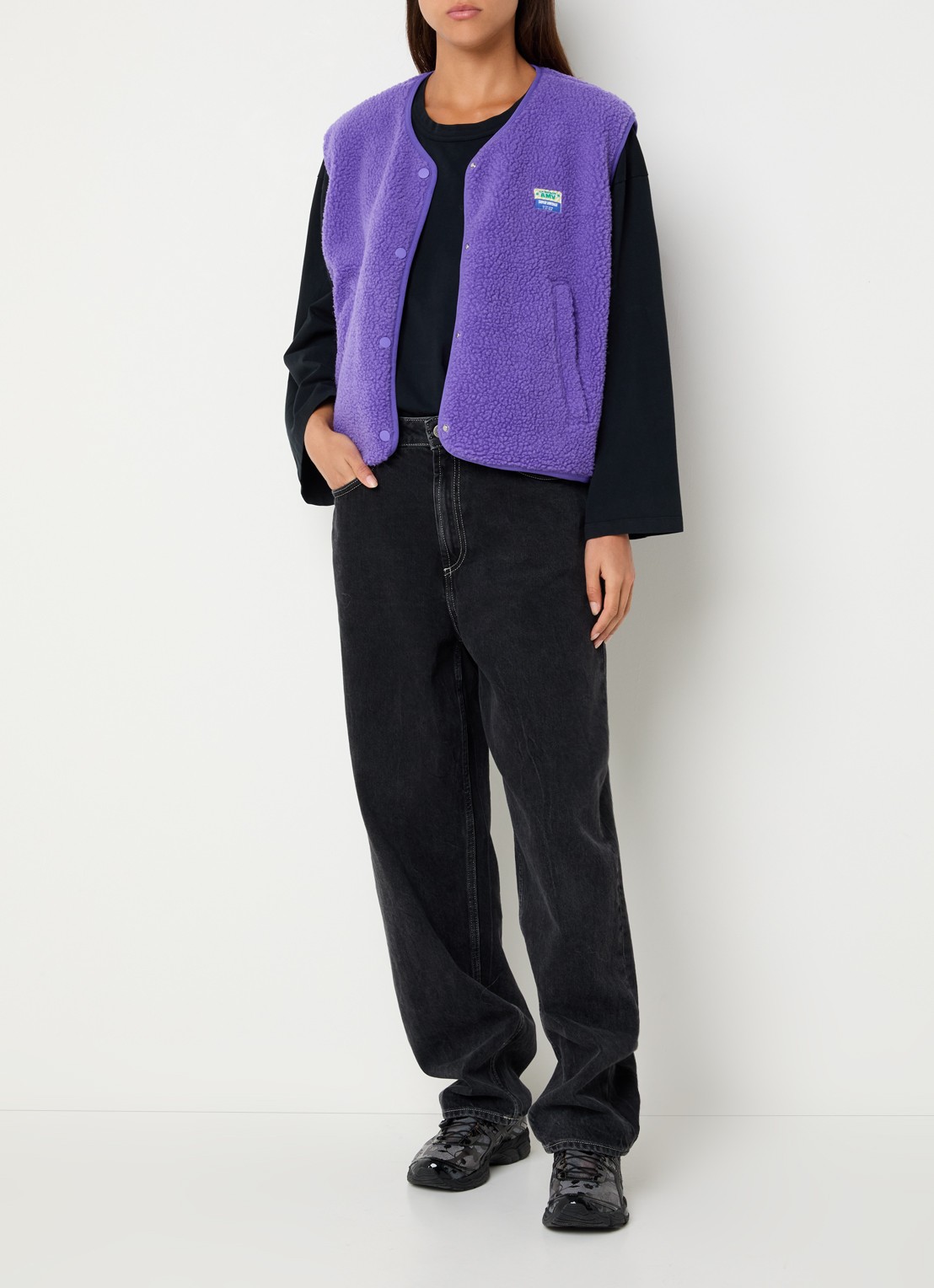 American Vintage Hoktown gilet met steekzakken - voorkant 3 paars