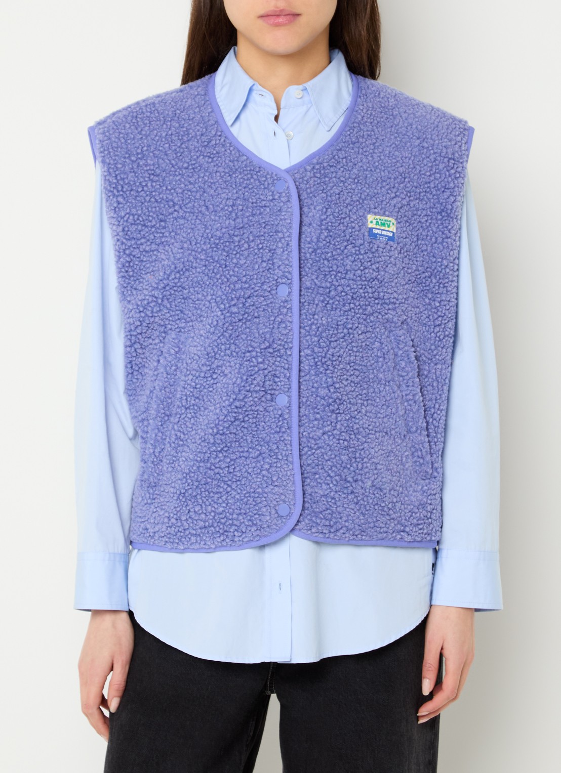 American Vintage Hoktown gilet van teddy met ritszakken - detail 4 paars