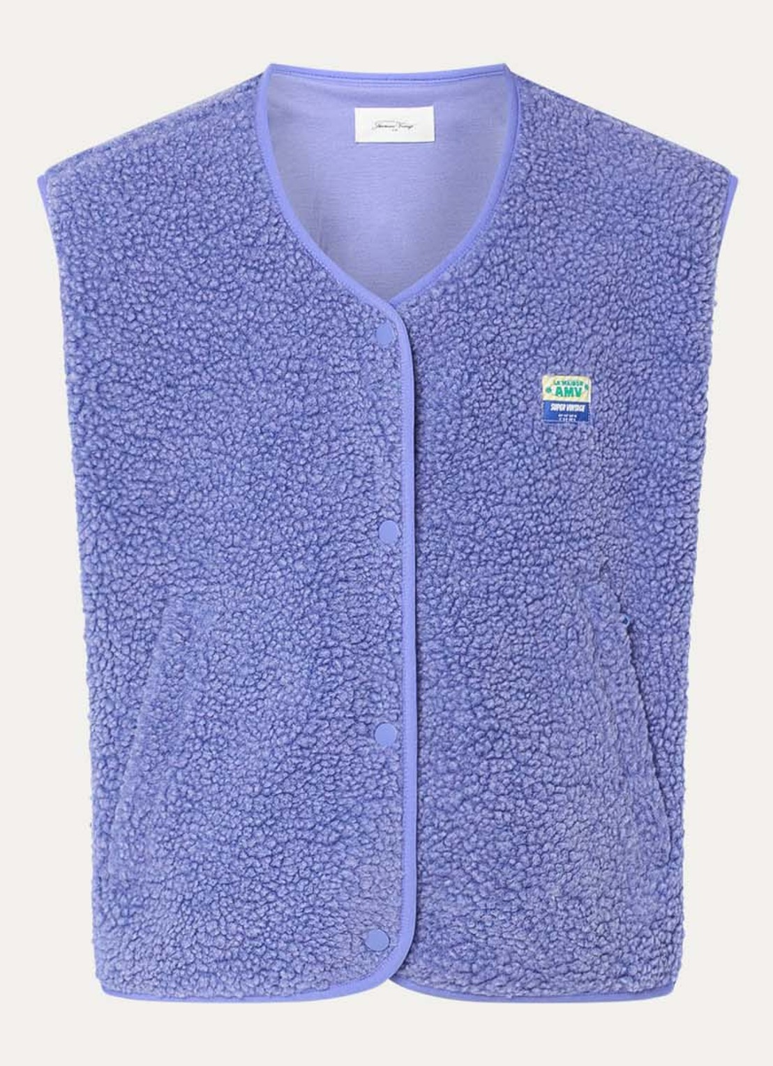 American Vintage Hoktown gilet van teddy met ritszakken - voorkant 2 paars