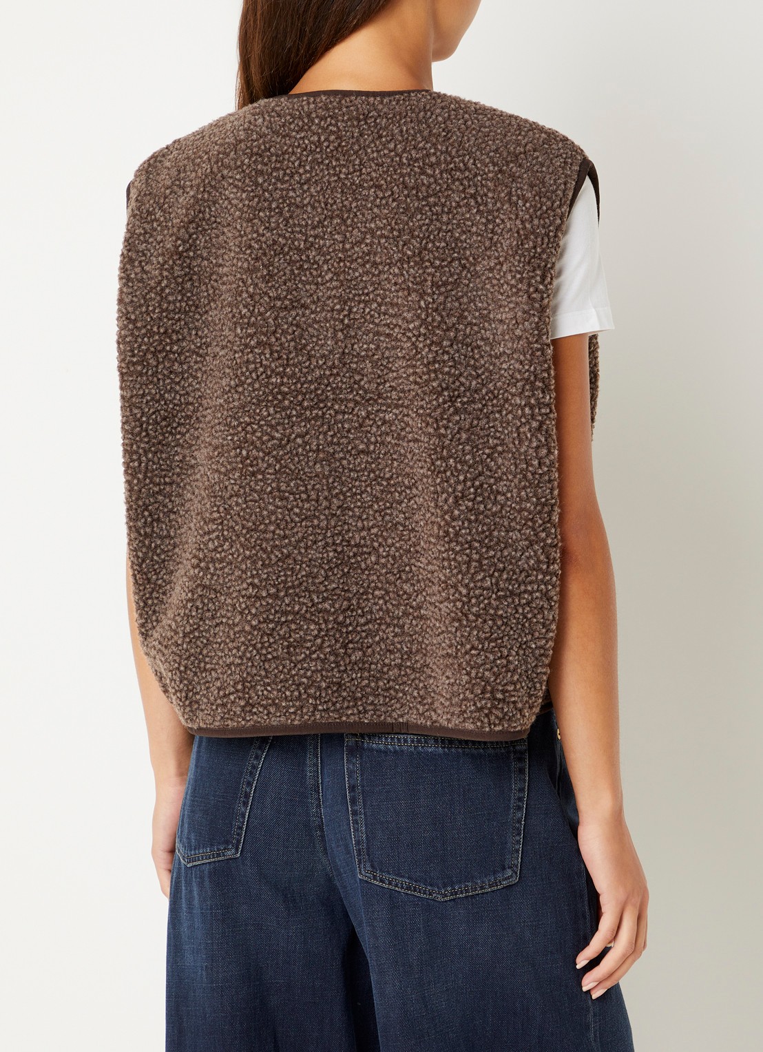 American Vintage Hoktown gilet van teddy met ritszakken - achterkant 2 bruin