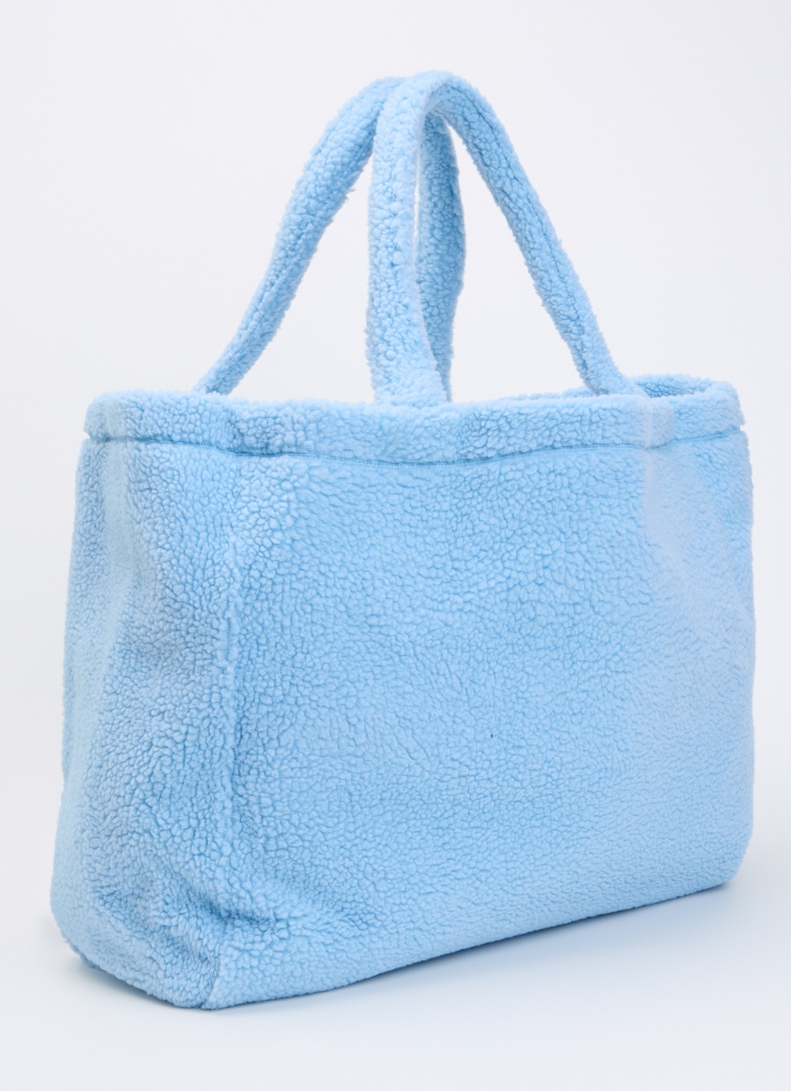 American Vintage Hoktown shopper van teddy met logo - achterkant lichtblauw