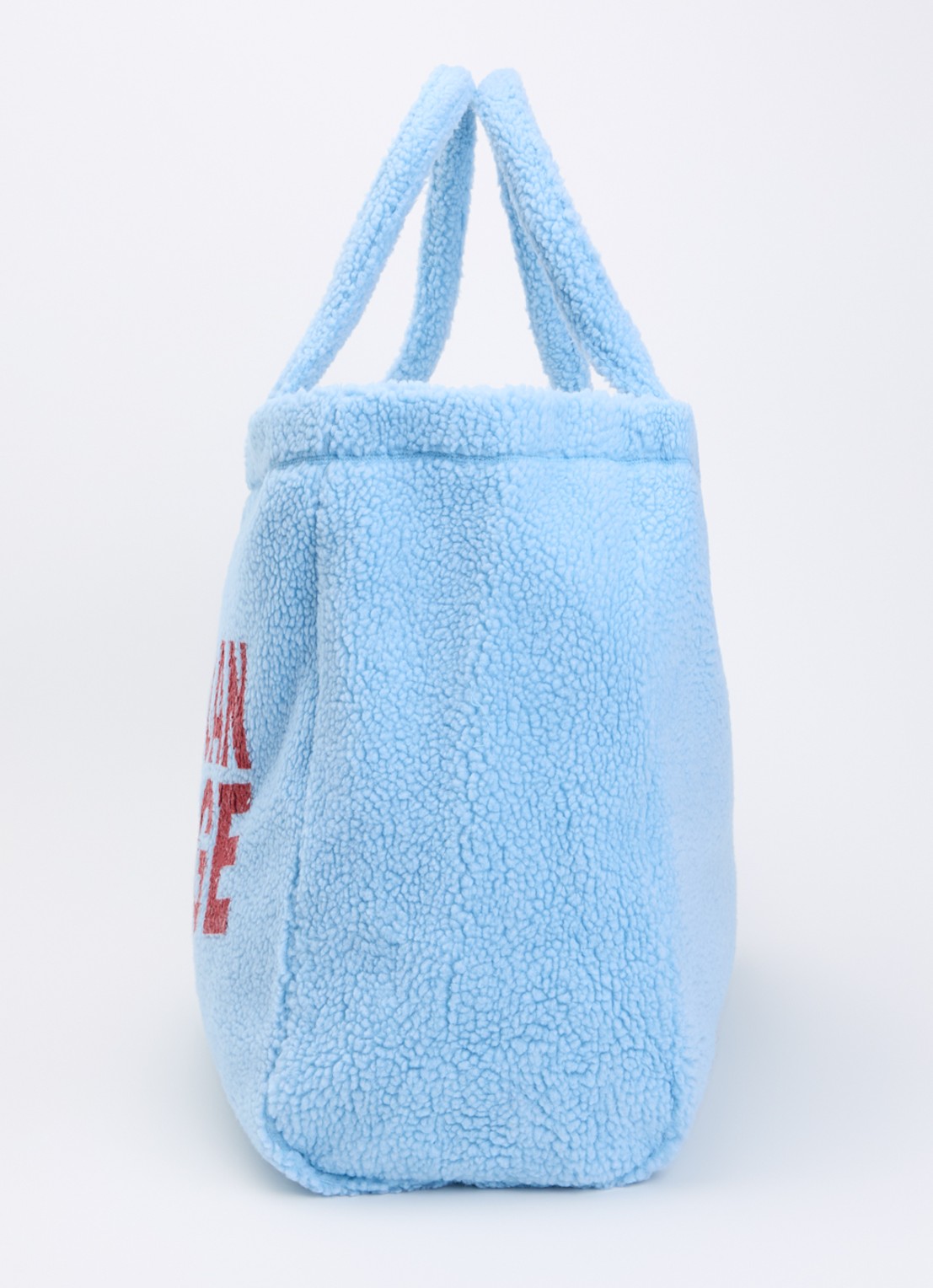 American Vintage Hoktown shopper van teddy met logo - detail 4 lichtblauw