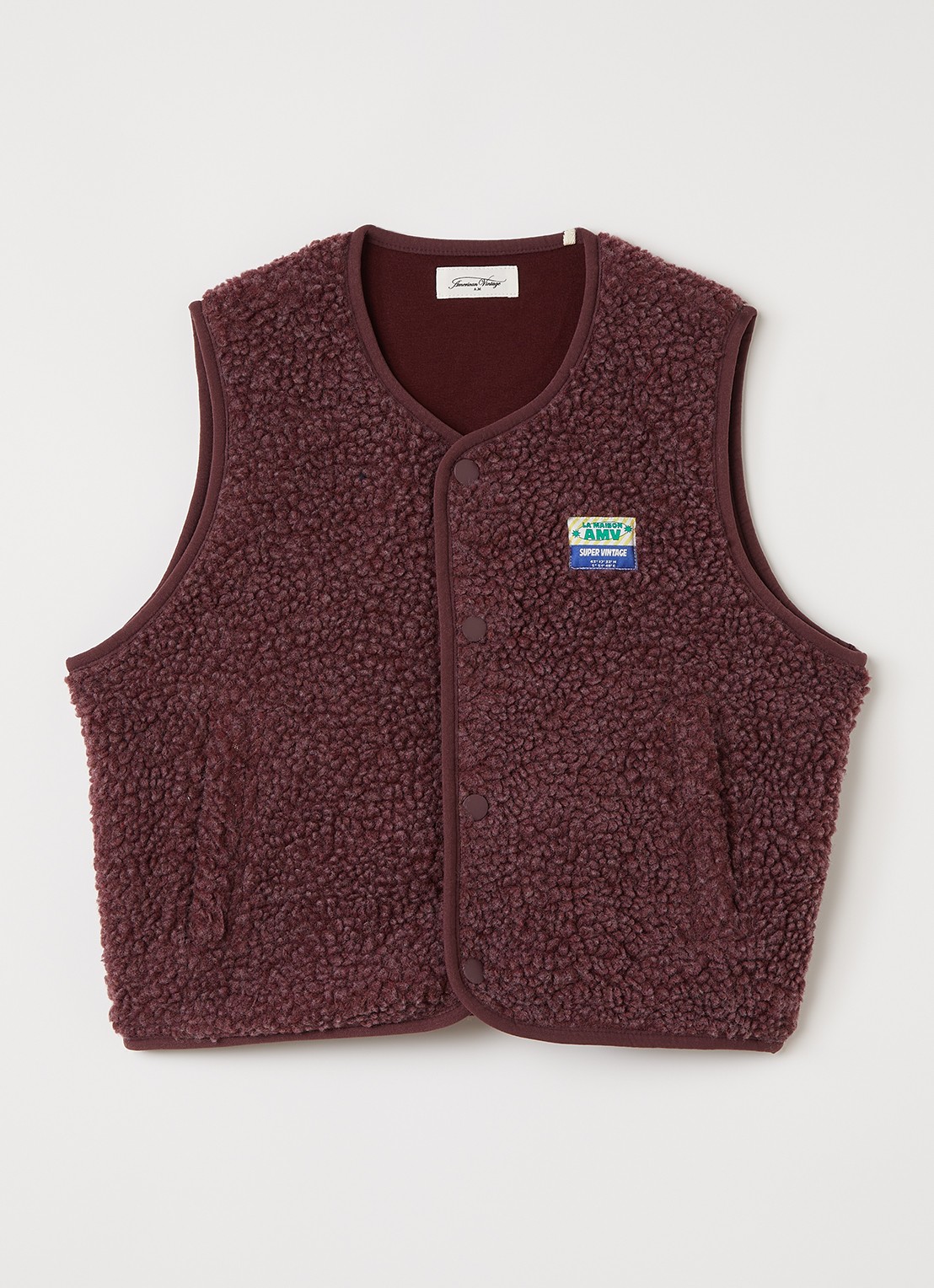 American Vintage Hoktown vest van teddy met logo - voorkant bordeauxrood