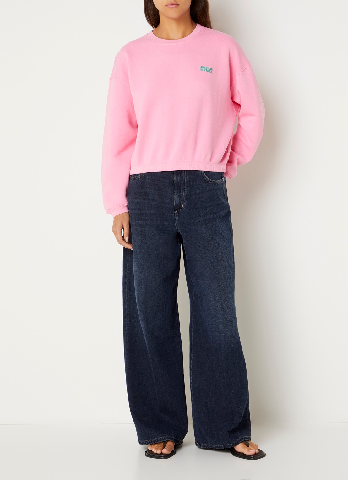 American Vintage Izubird sweater met logo - voorkant 2 roze