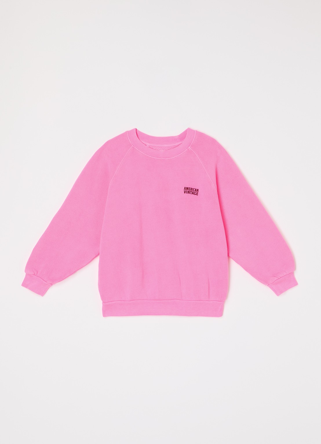 American Vintage Izubird sweater met logo - voorkant 2 neonroze