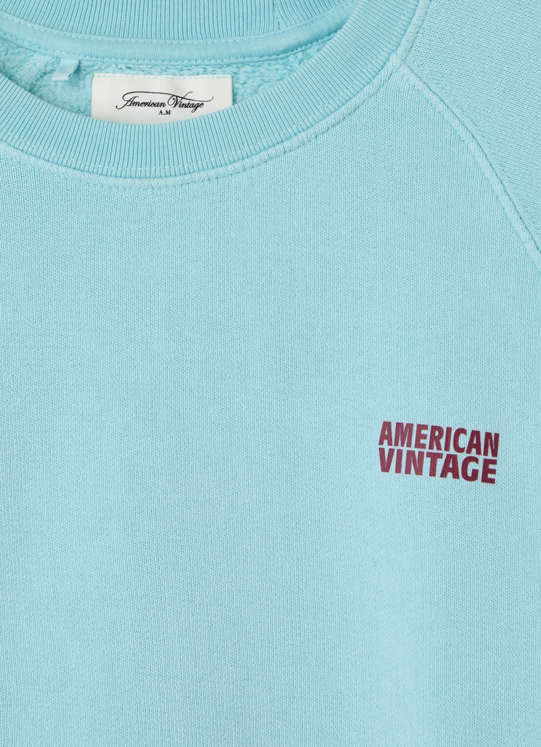 American Vintage Izubird sweater met logo - detail lichtblauw