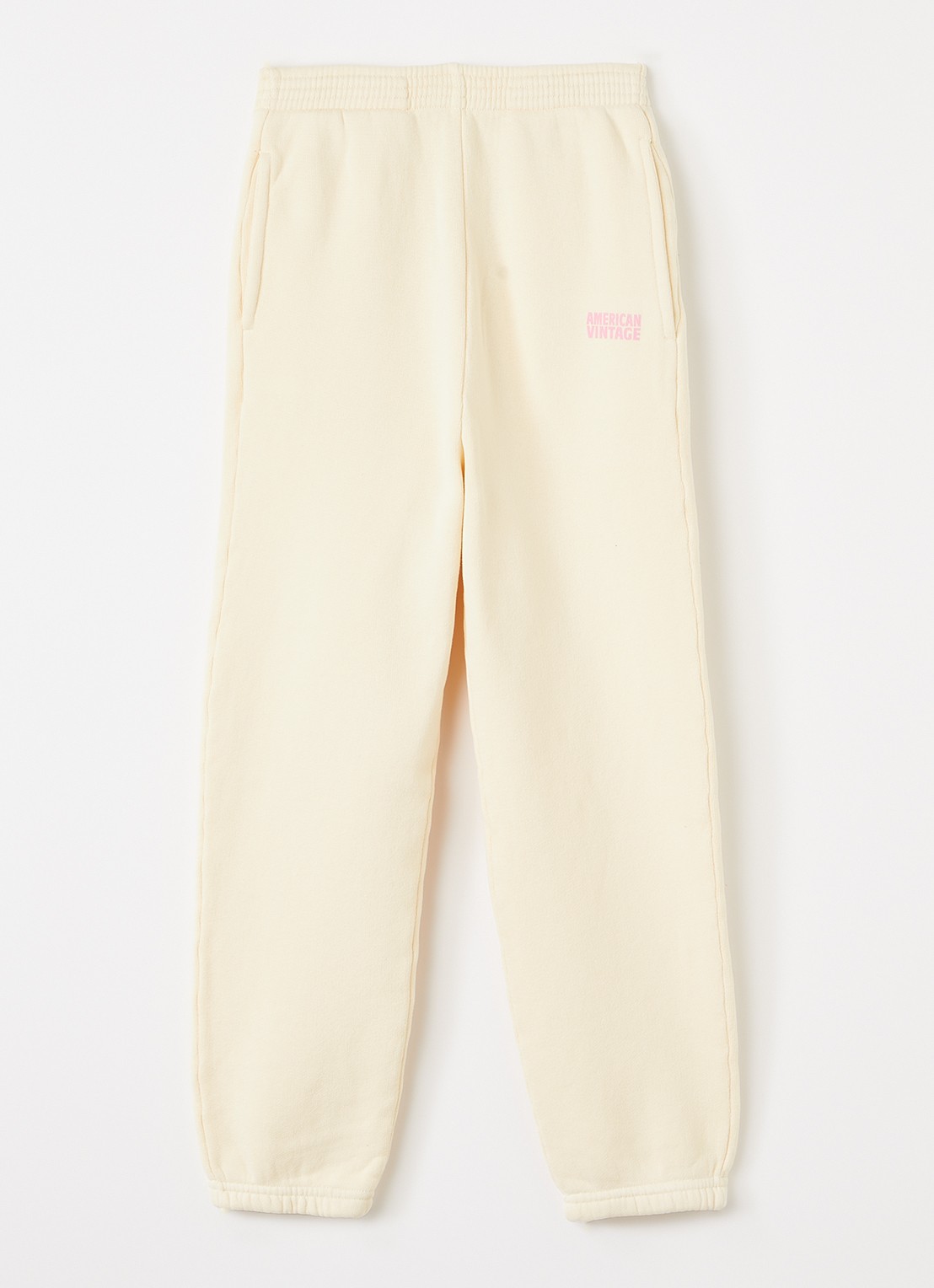 American Vintage Izubird tapered fit joggingbroek met logo - voorkant 2 lichtgeel
