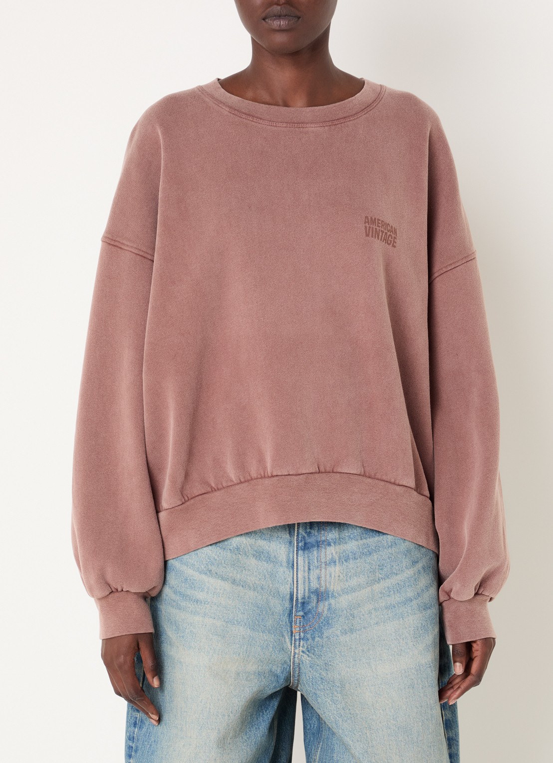 American Vintage Jitbaynoyer sweater met logo  - detail 2 bruin