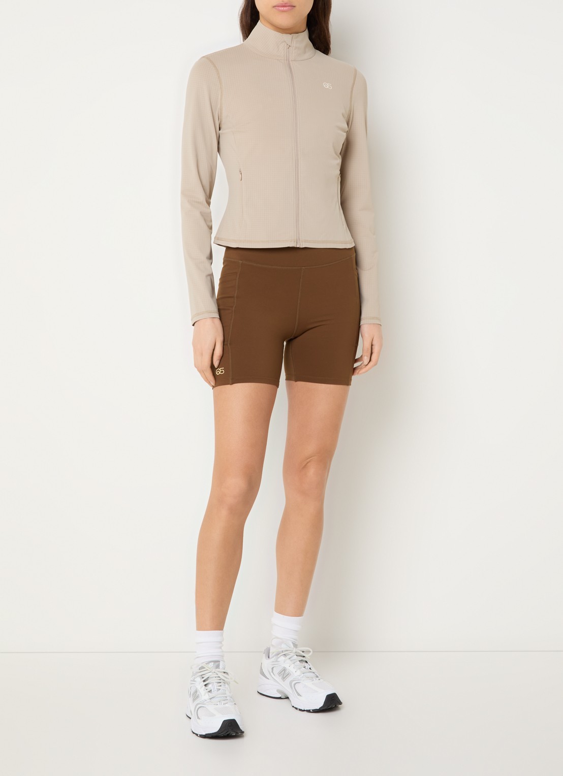 American Vintage Jizzo sweatvest met ritszakken - voorkant 2 beige