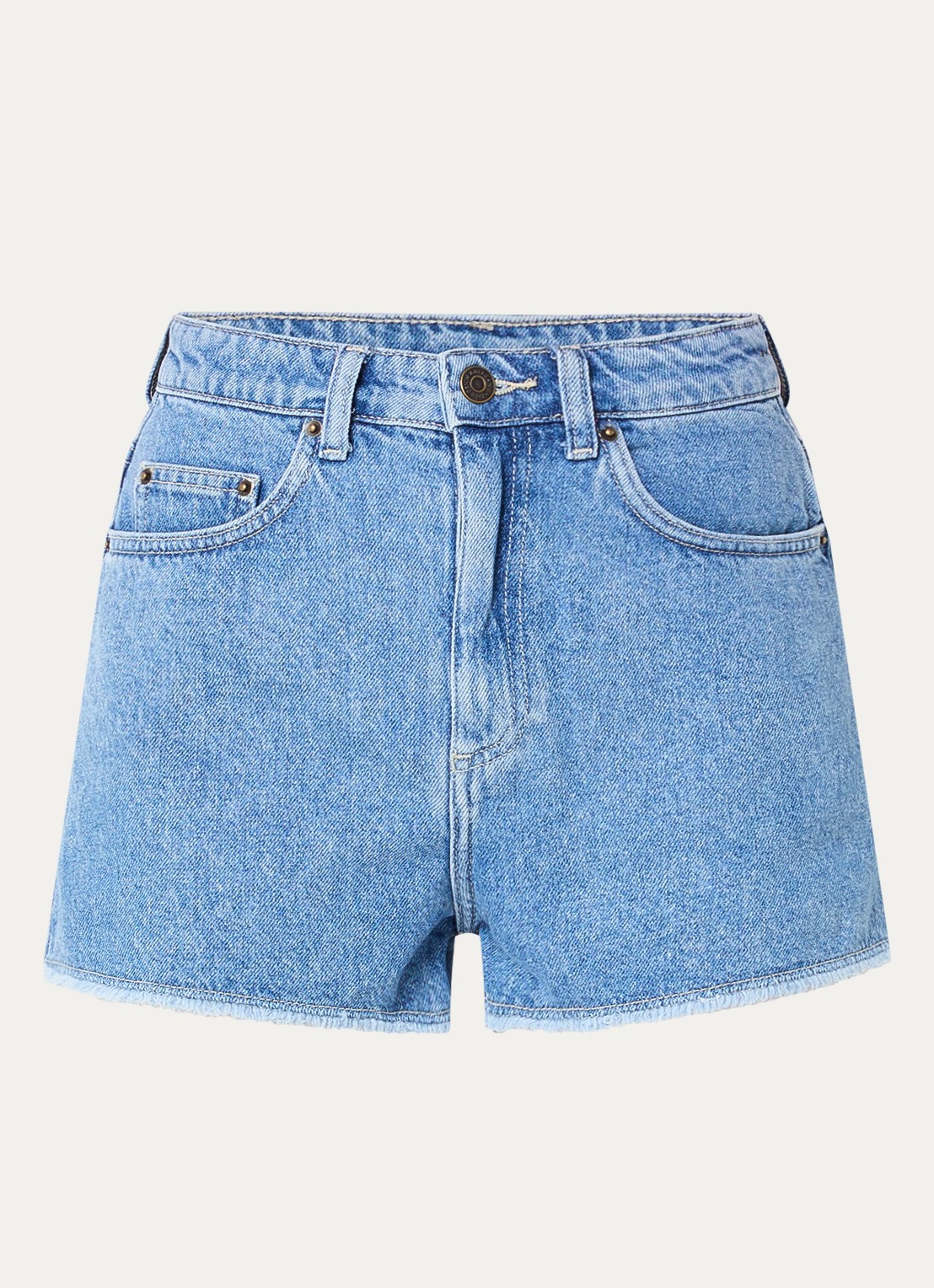 American Vintage Joybird high waist korte broek van denim - voorkant 2 indigo