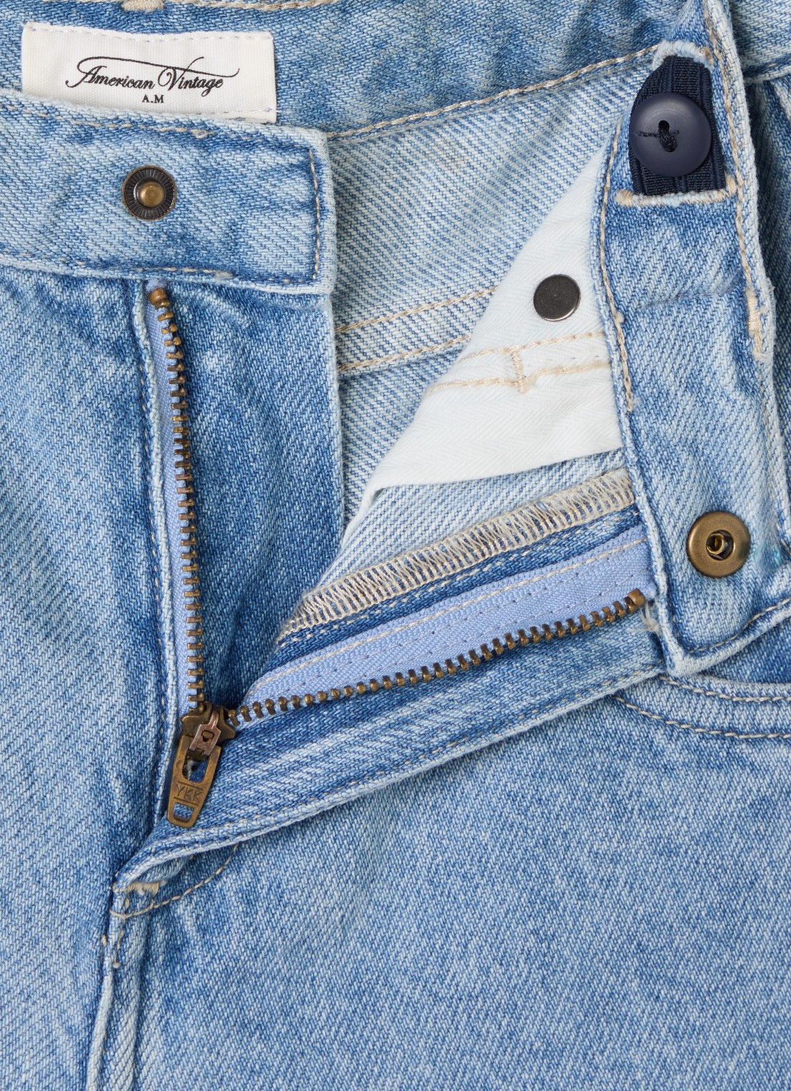 American Vintage Joybird regular fit jeans met lichte wassing - detail indigo