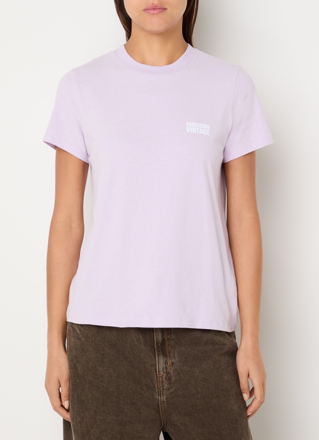American Vintage Lilas T-shirt met logo - detail lila
