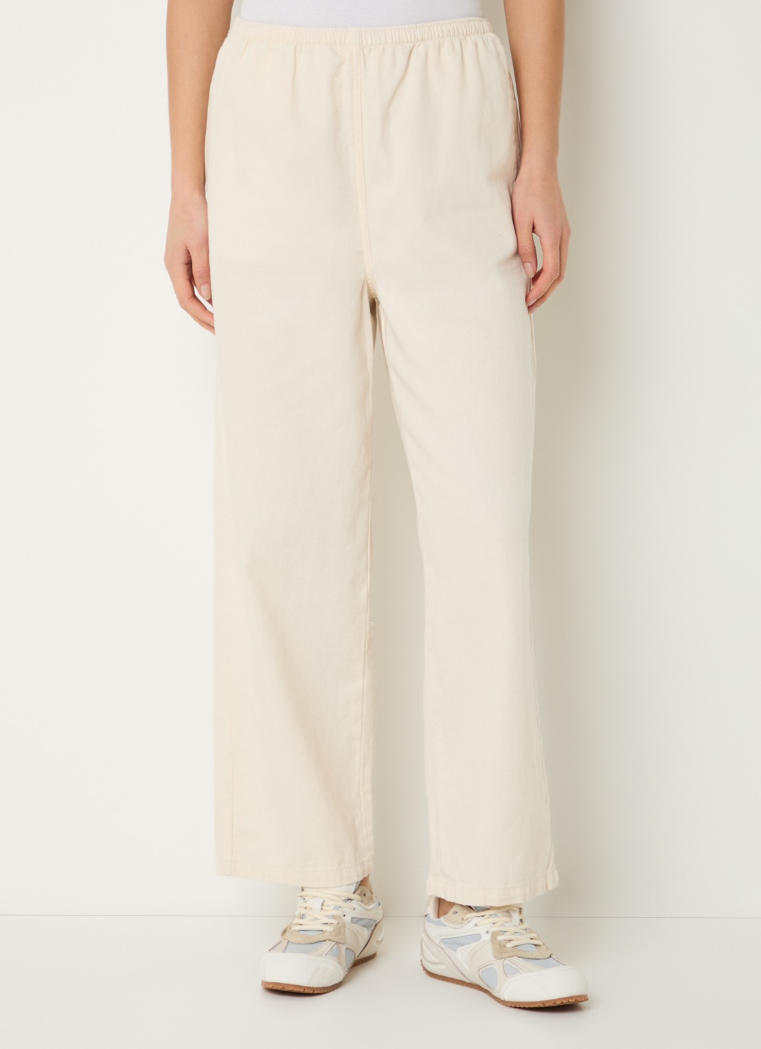 American Vintage Lycaz high waist straight fit broek met steekzakken - detail 3 gebroken wit