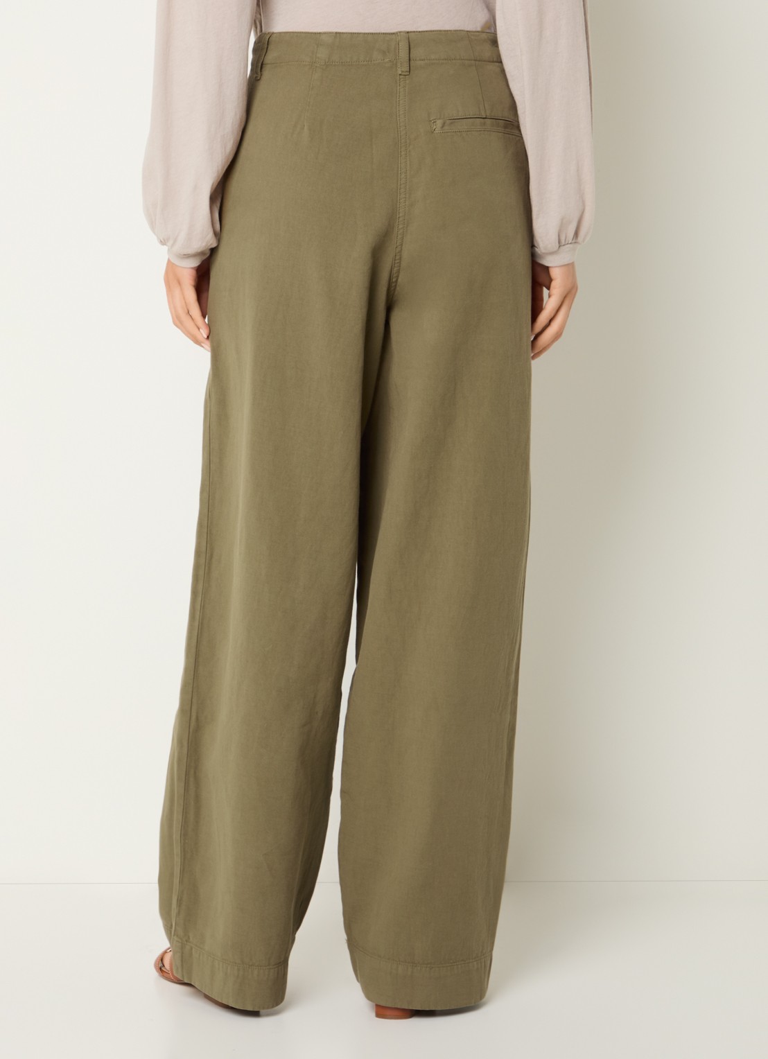 American Vintage Namaz high waist wide fit chino met steekzakken - achterkant 4 mosgroen